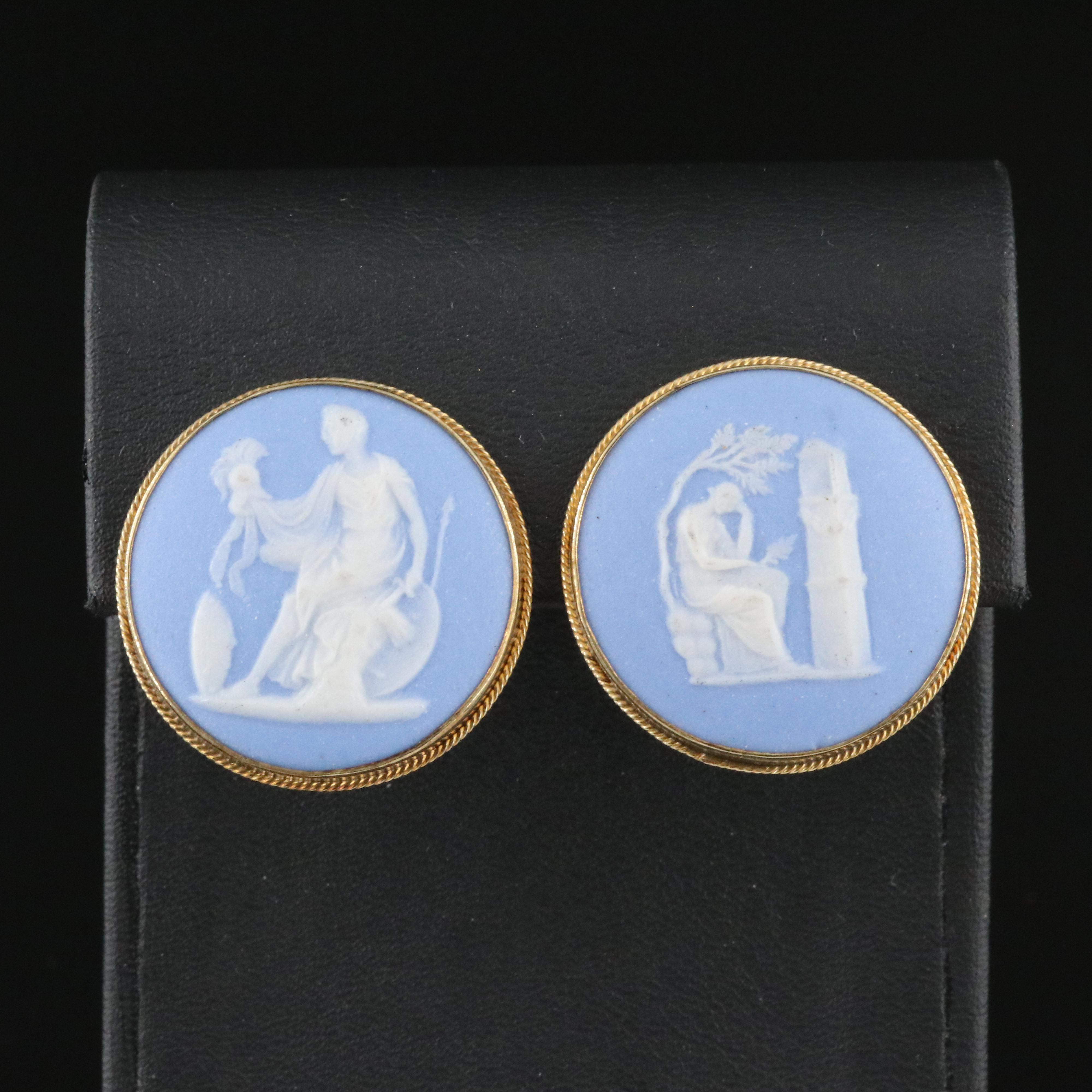 Vintage Wedgwood 14K Jasperware Earrings