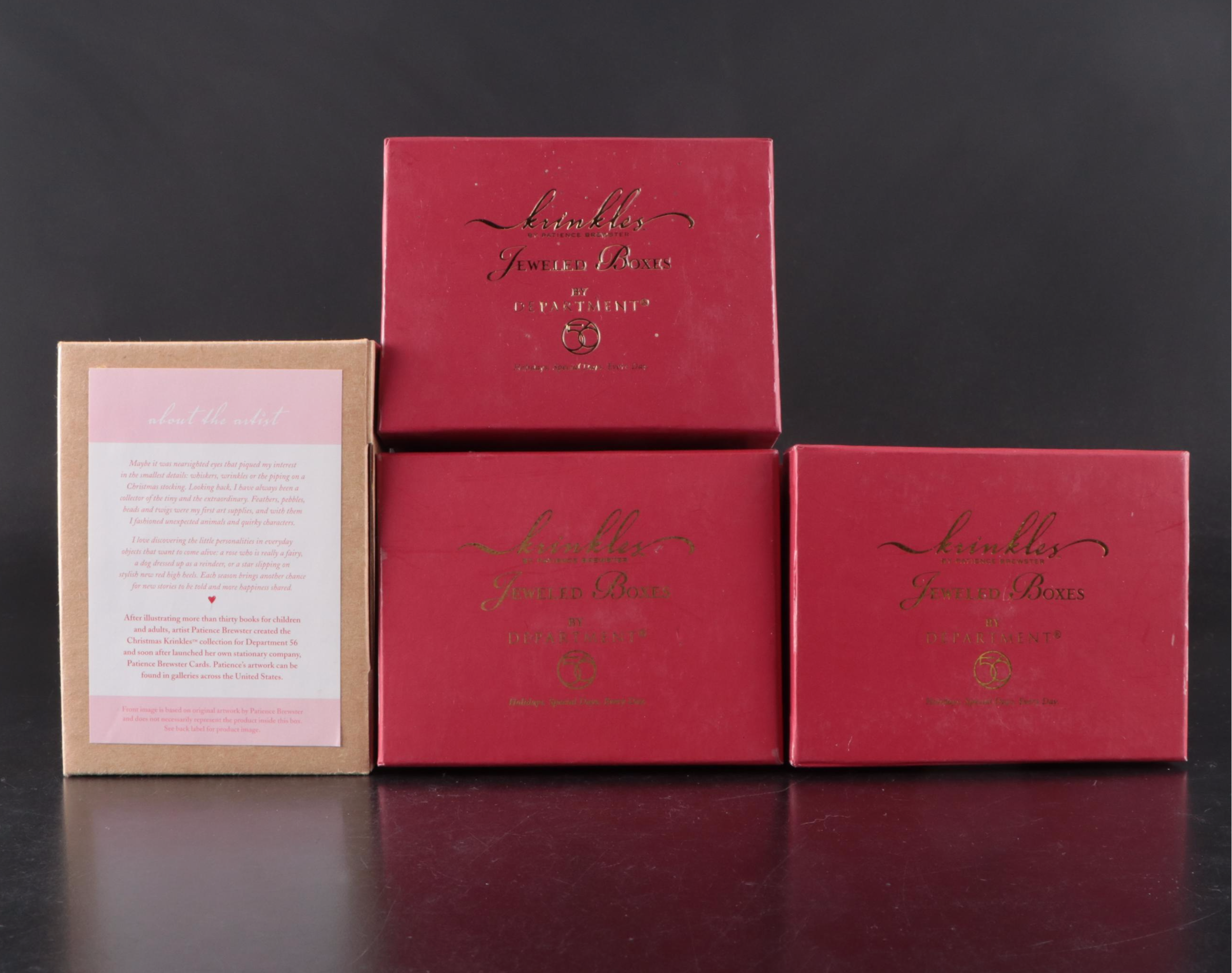 Department 56 Krinkles Embellished Boxes and Snow Globe