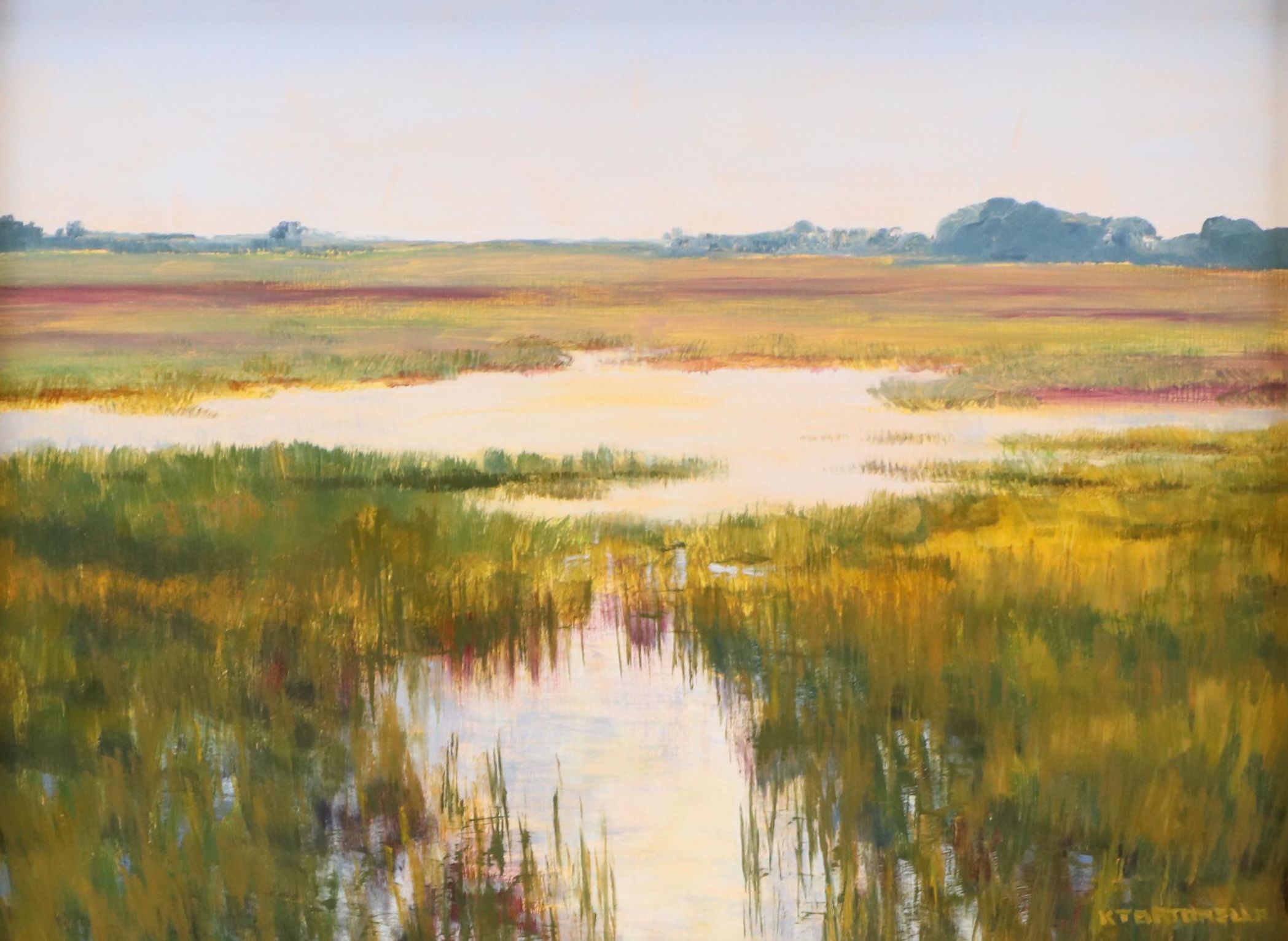 Kathy Tortorella Lowcountry Marsh Landscape Oil Painting, 21st Century