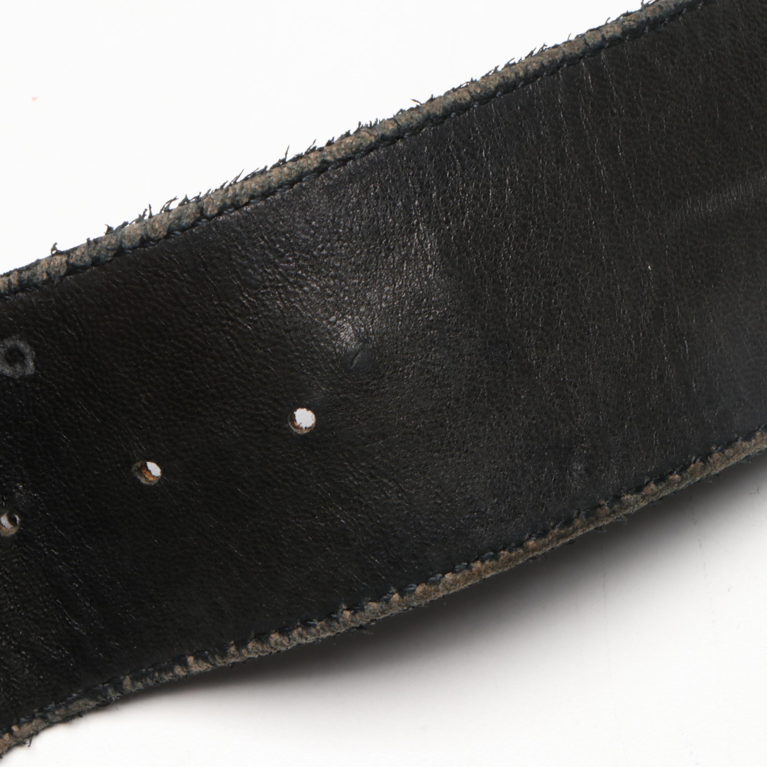 Chanel Vintage Rue Cambon Coco Mark Medallion and Black Leather Belt