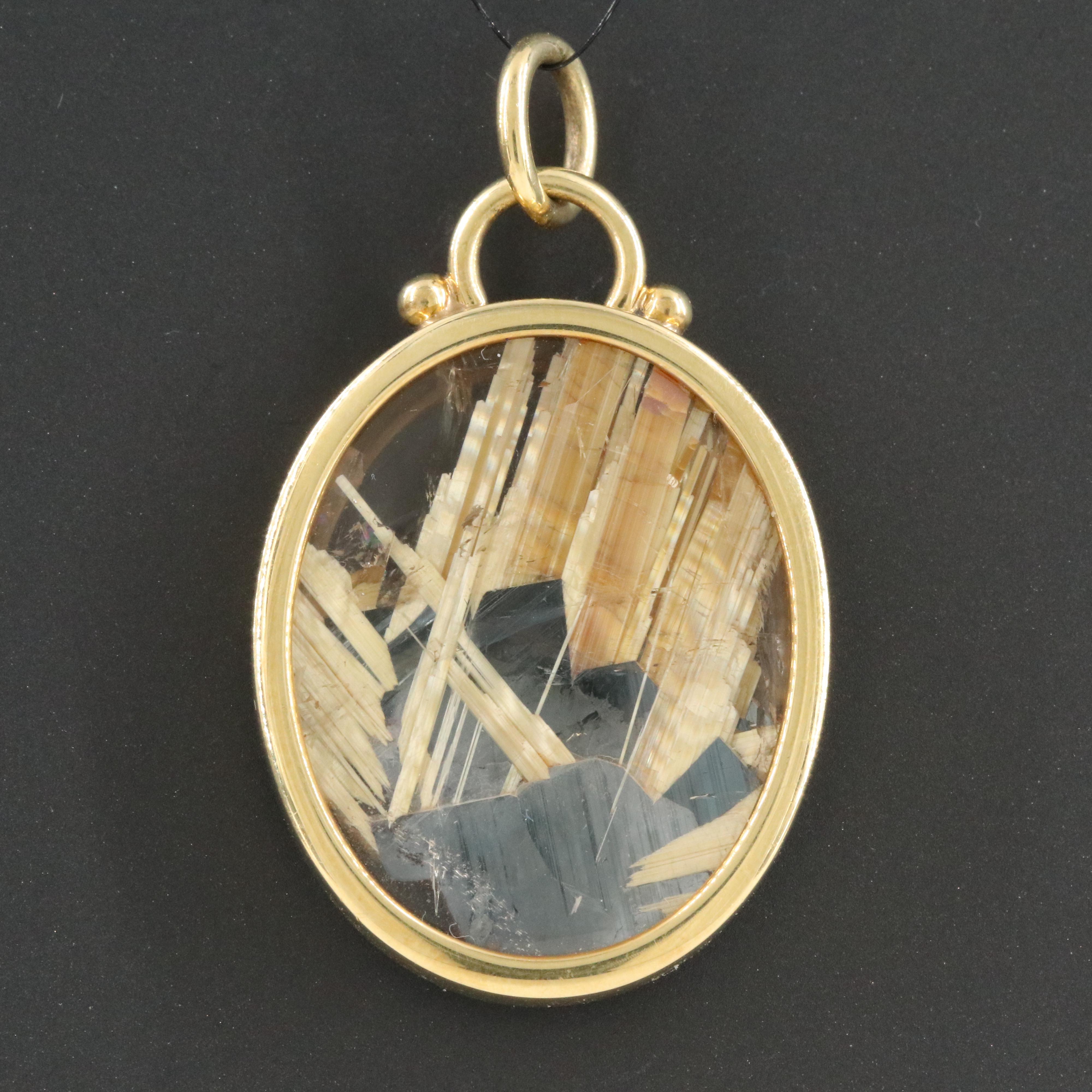 18K Sagenitic Quartz Pendant