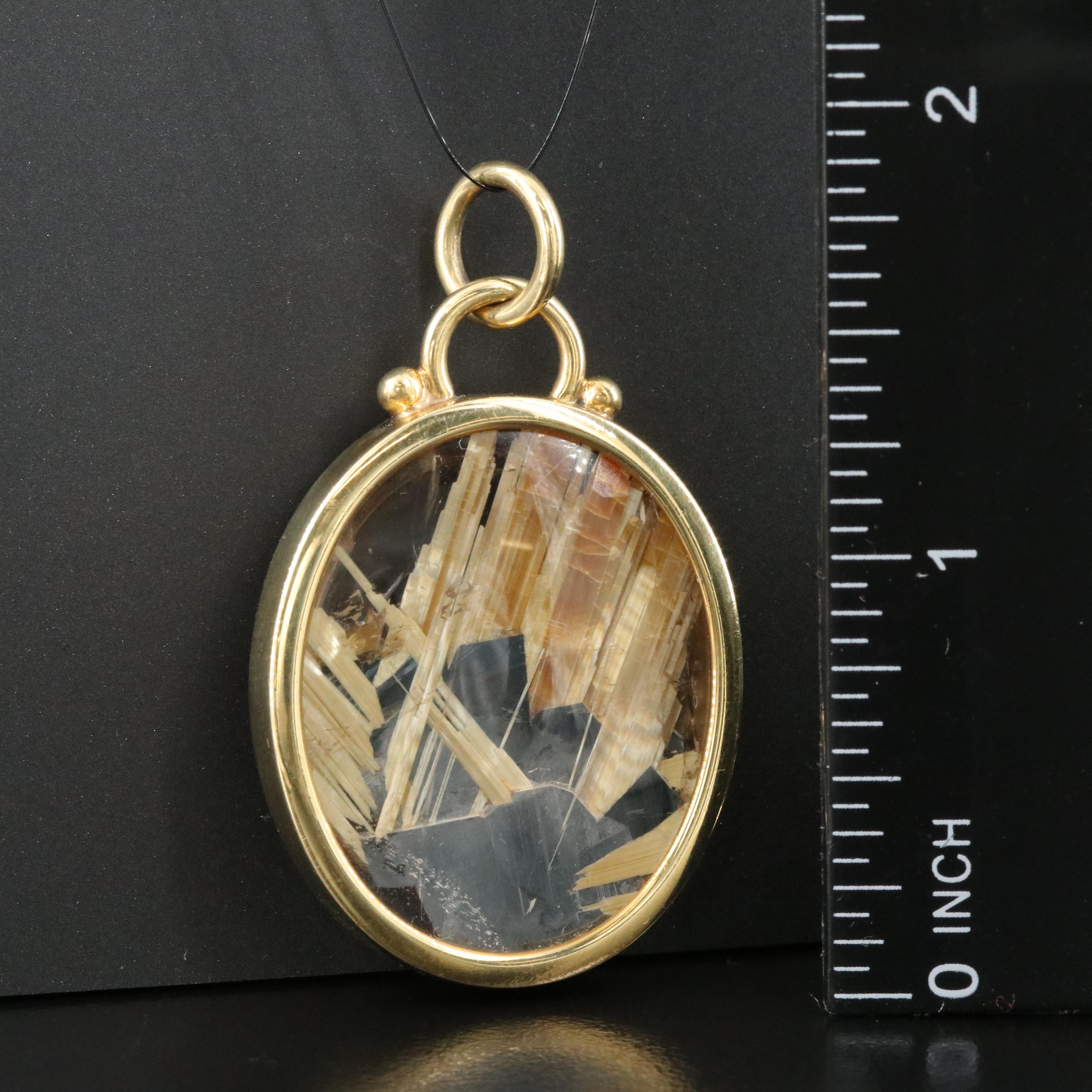 18K Sagenitic Quartz Pendant