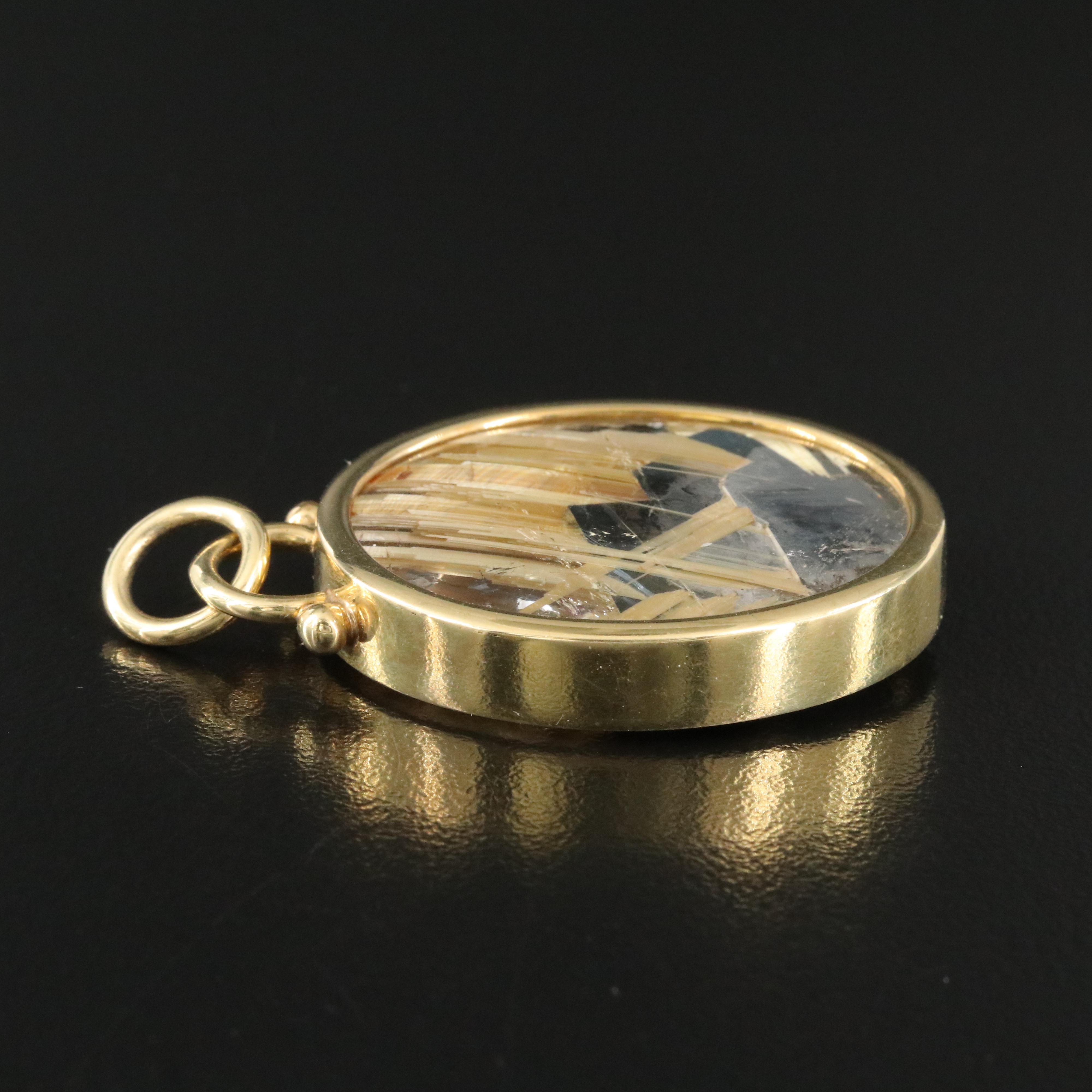 18K Sagenitic Quartz Pendant