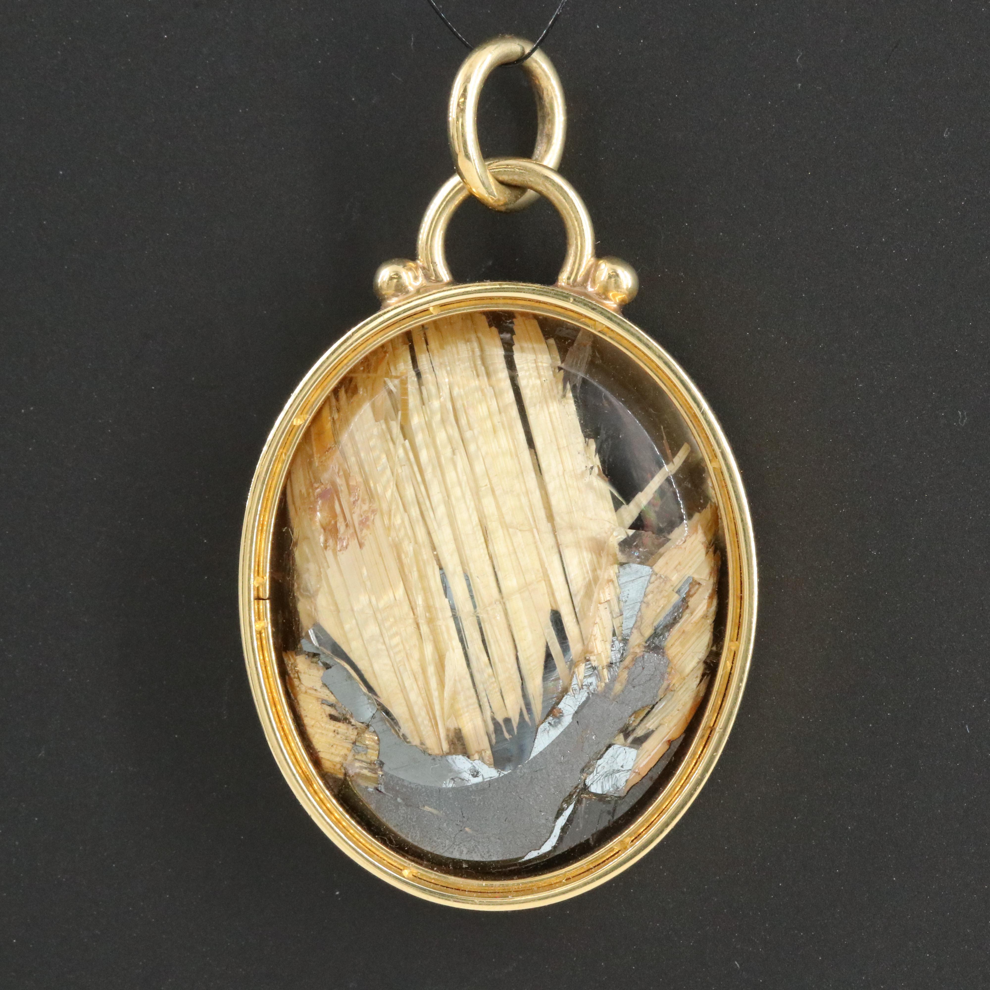 18K Sagenitic Quartz Pendant