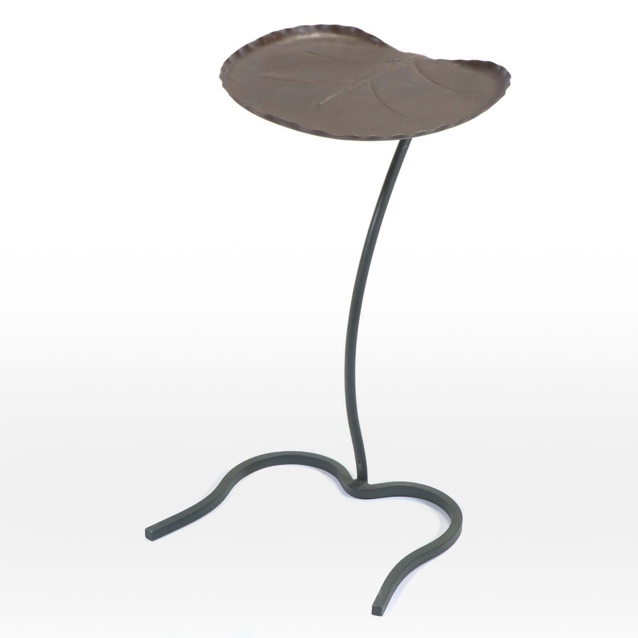 Patinated and Green-Painted Lily Pad Side Table, Manner of John Salterini