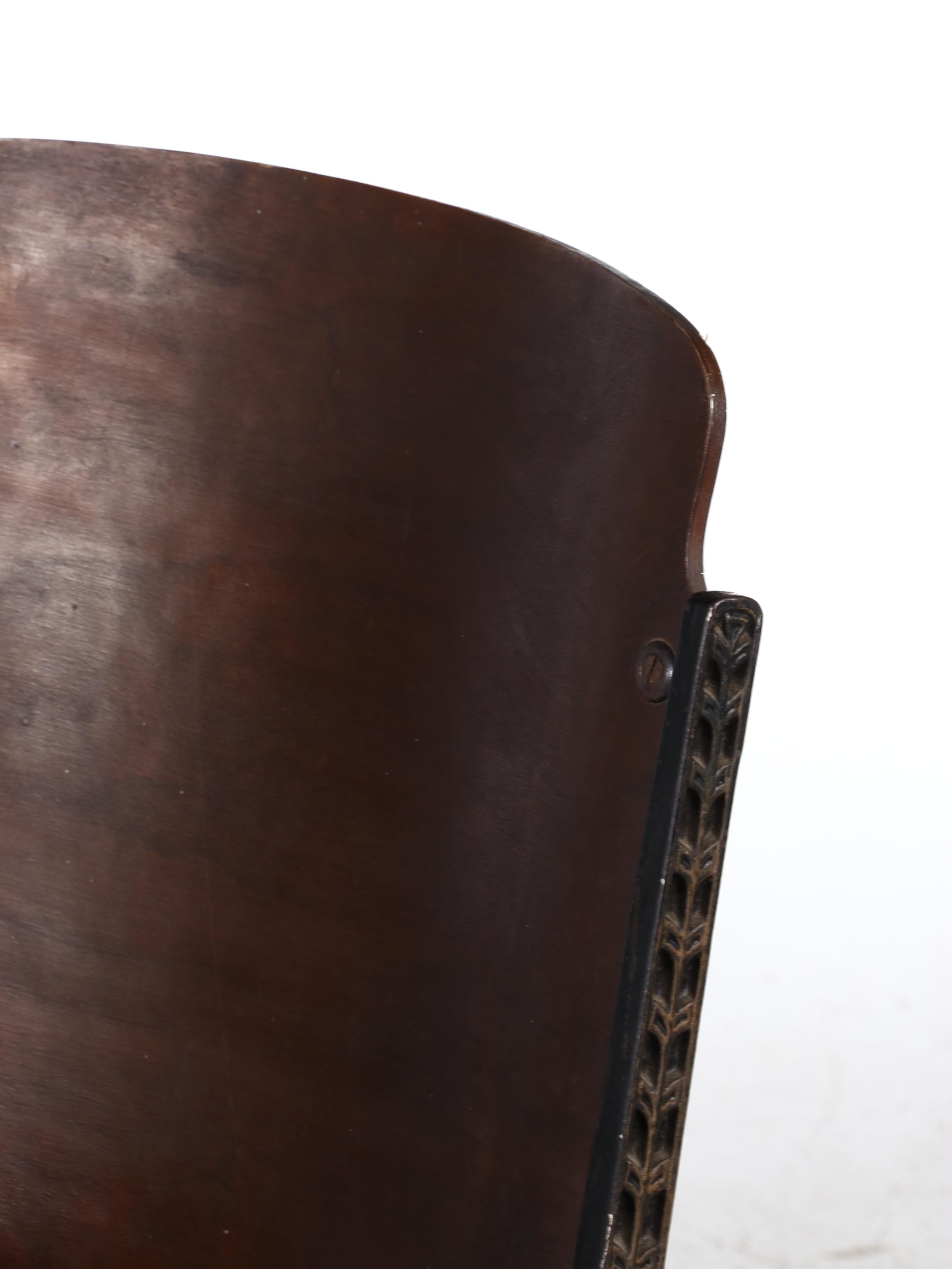 Art Deco Style Cast Iron and Wood Theater Seats, Early 20th Century