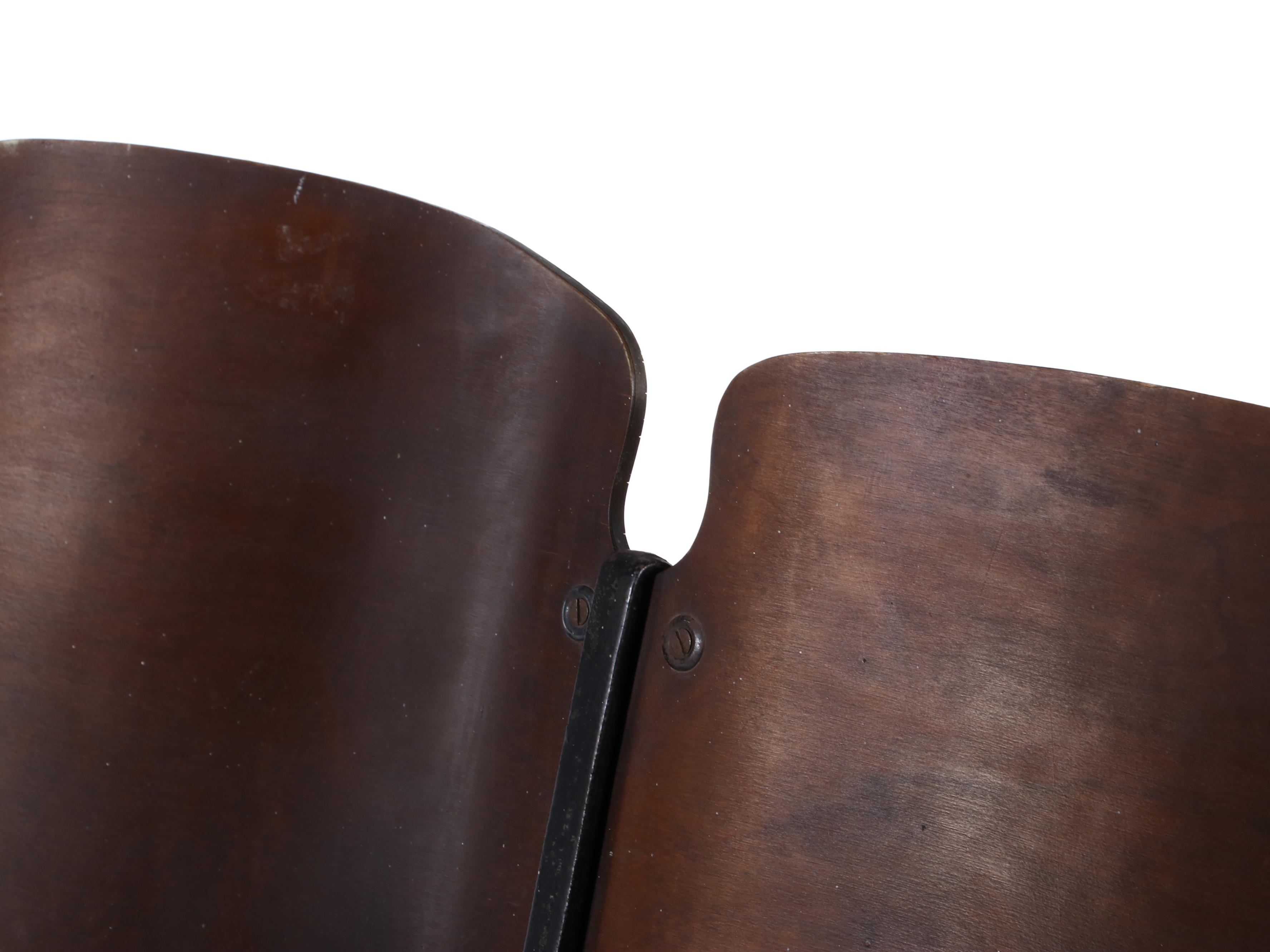 Art Deco Style Cast Iron and Wood Theater Seats, Early 20th Century