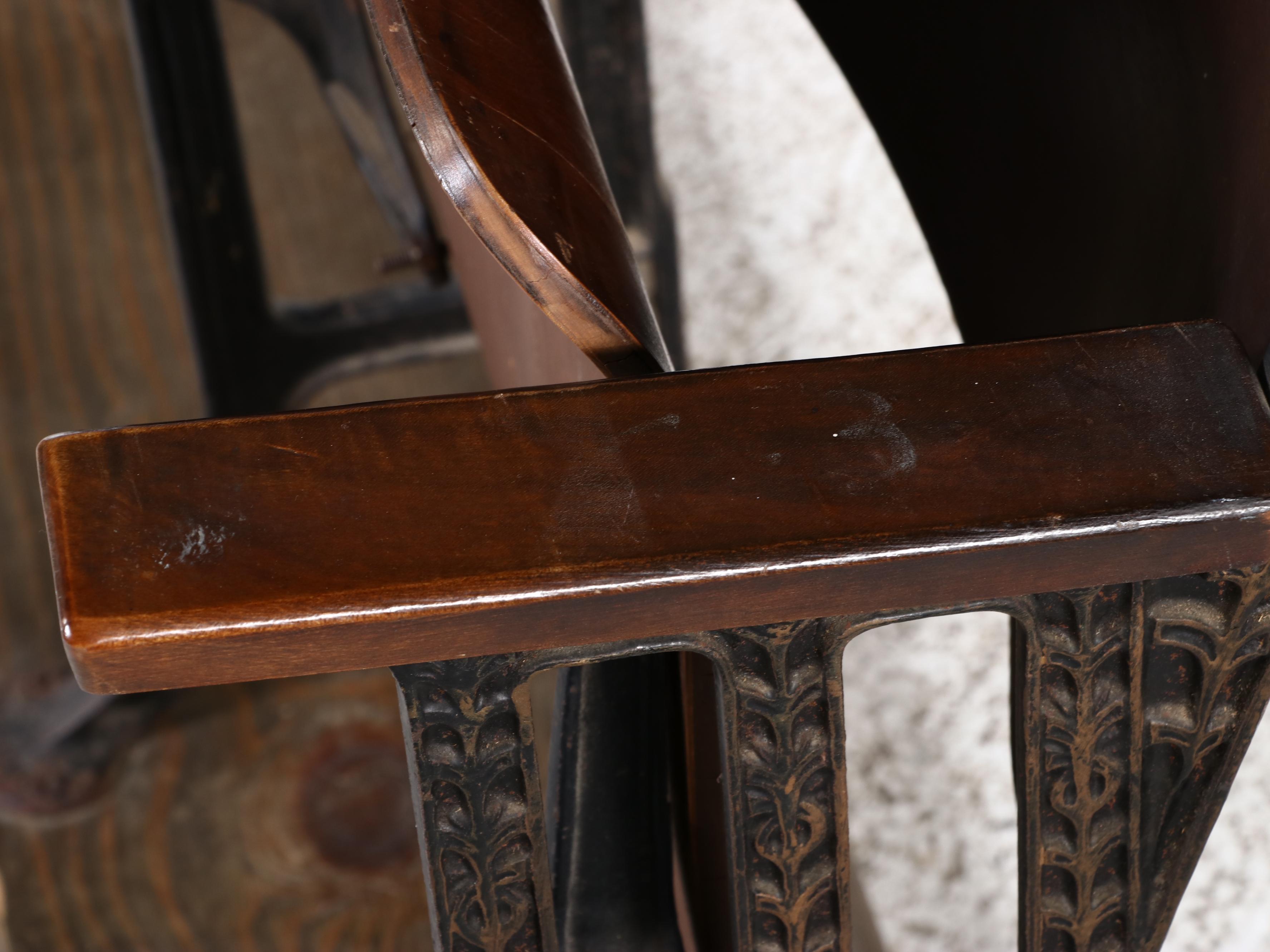 Art Deco Style Cast Iron and Wood Theater Seats, Early 20th Century