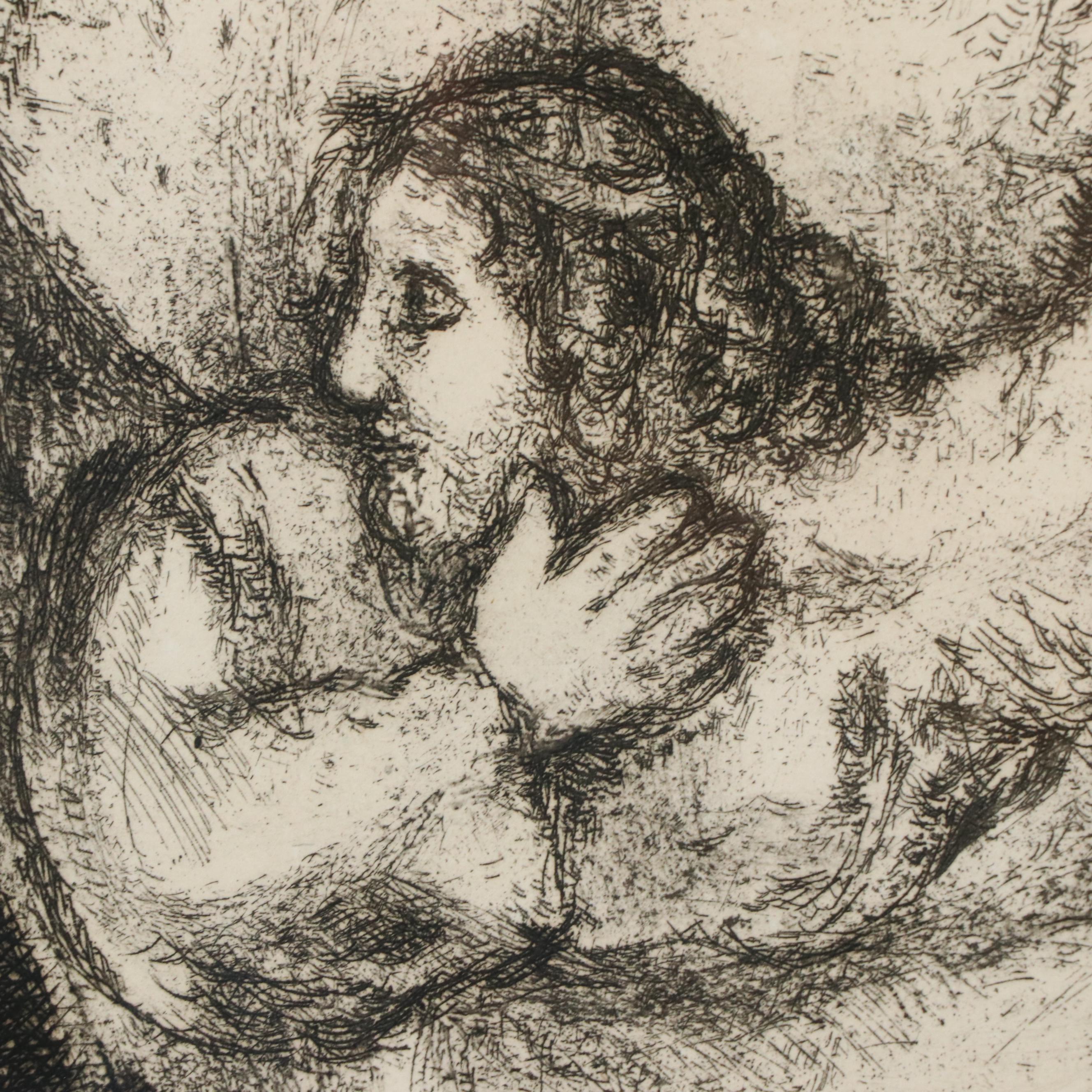 Marc Chagall Etching "Joshua Armed by The Eternal," 1956