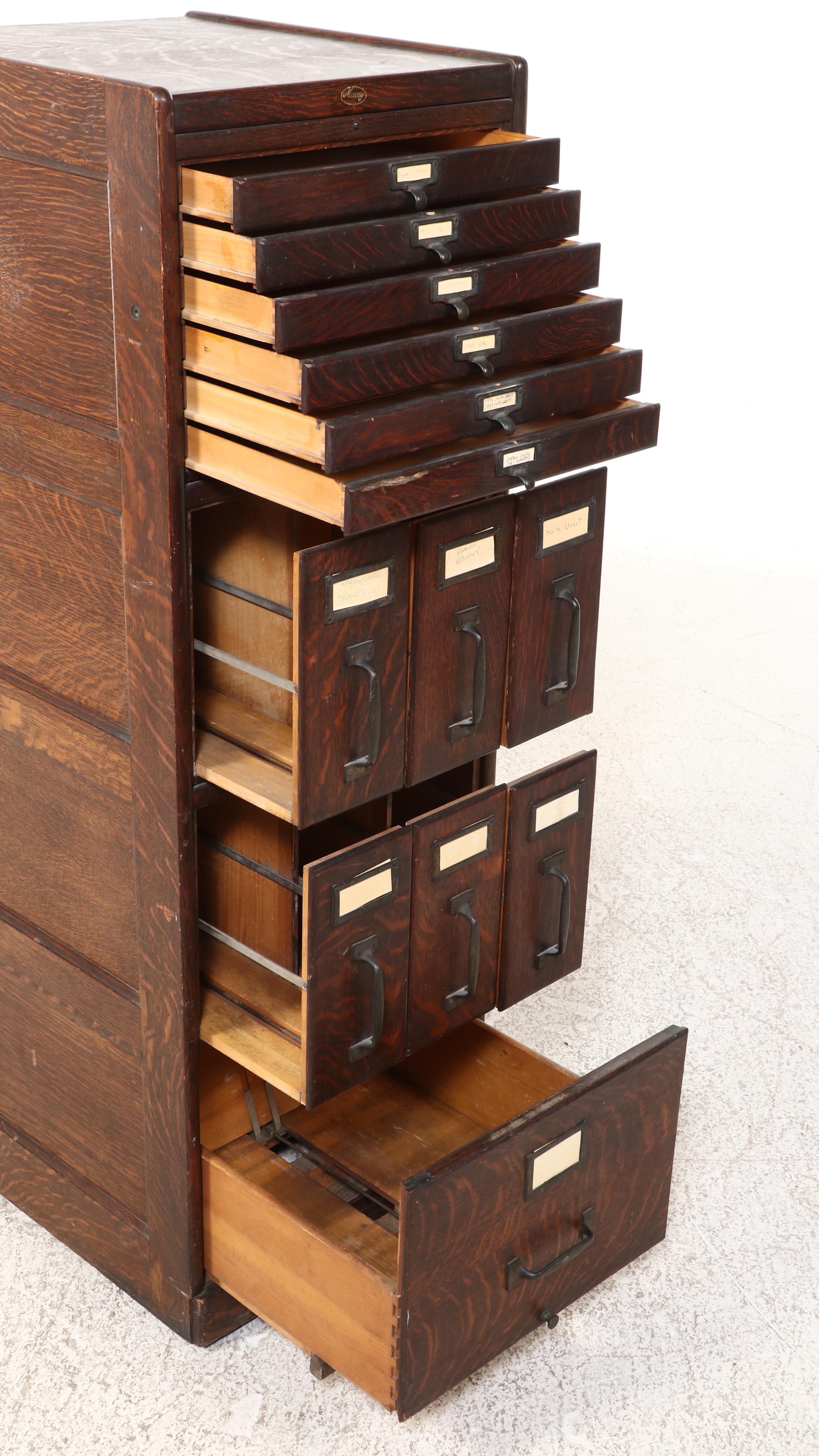Macey Quarter Sawn Oak File Cabinet, Early 20th Century