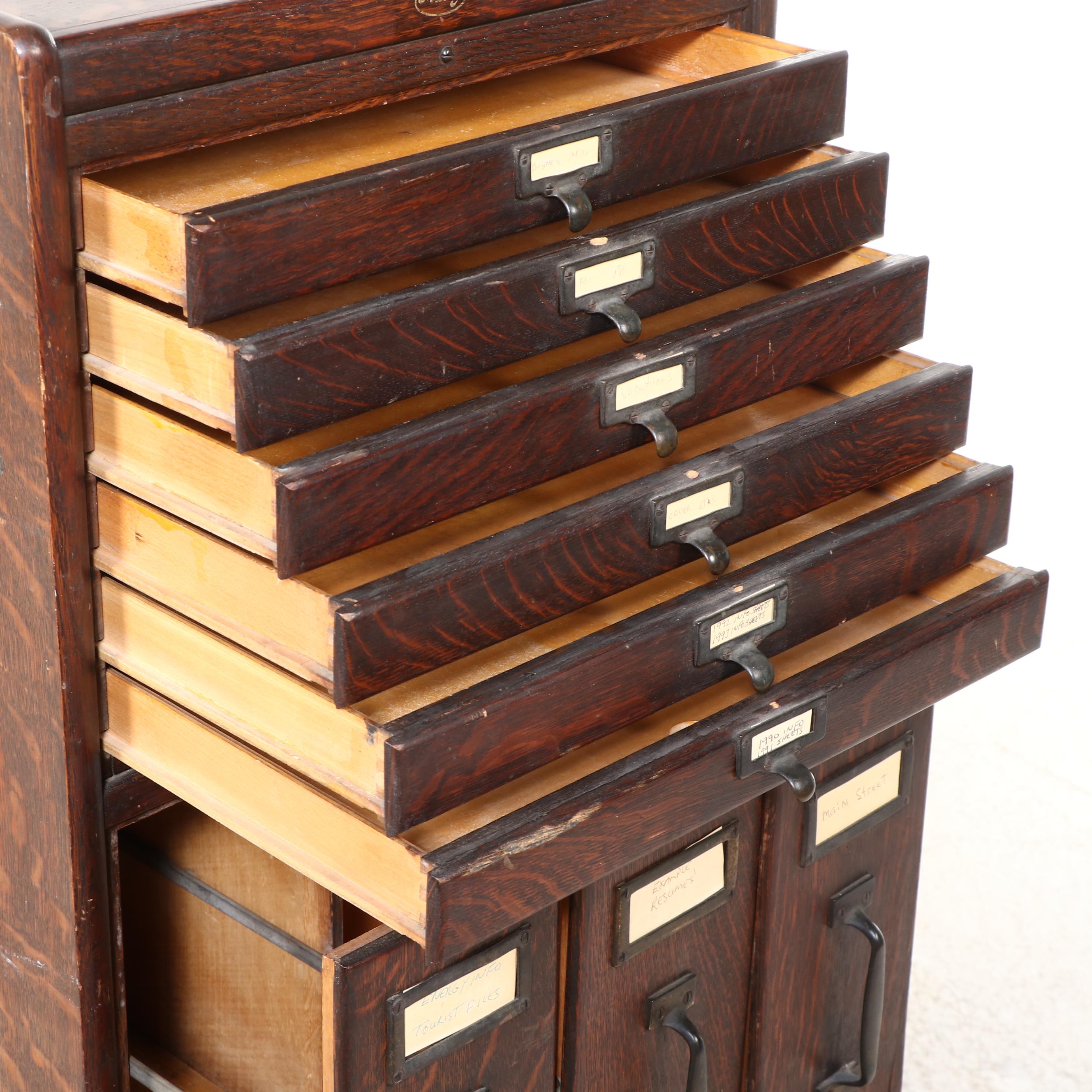 Macey Quarter Sawn Oak File Cabinet, Early 20th Century