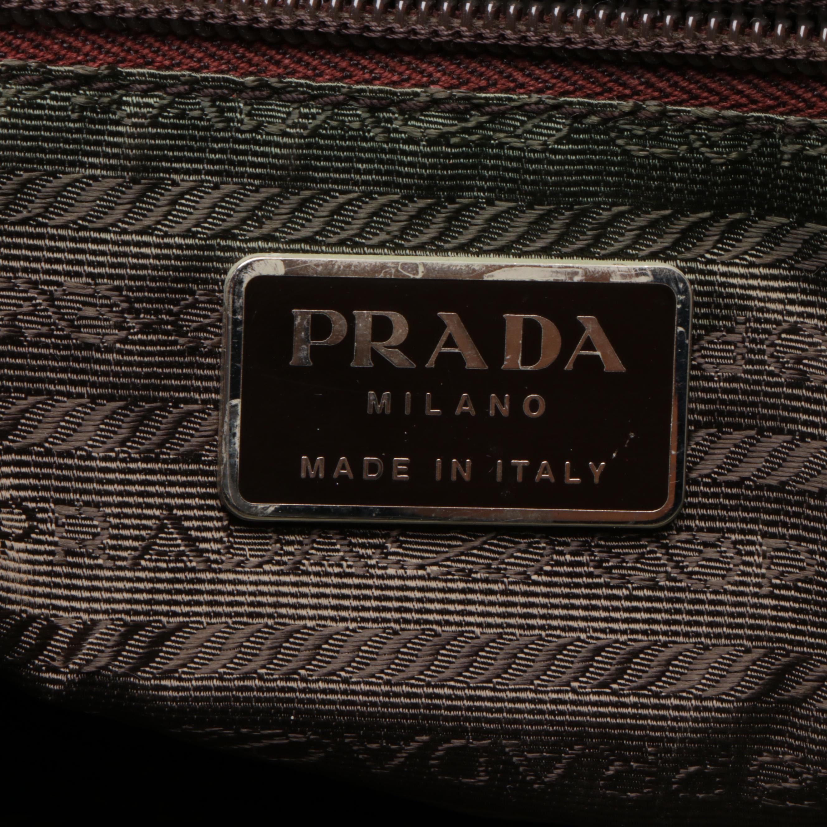 Prada Knee High Platform Heeled Boots and Chest Rig/Backpack in Jacquard/Leather