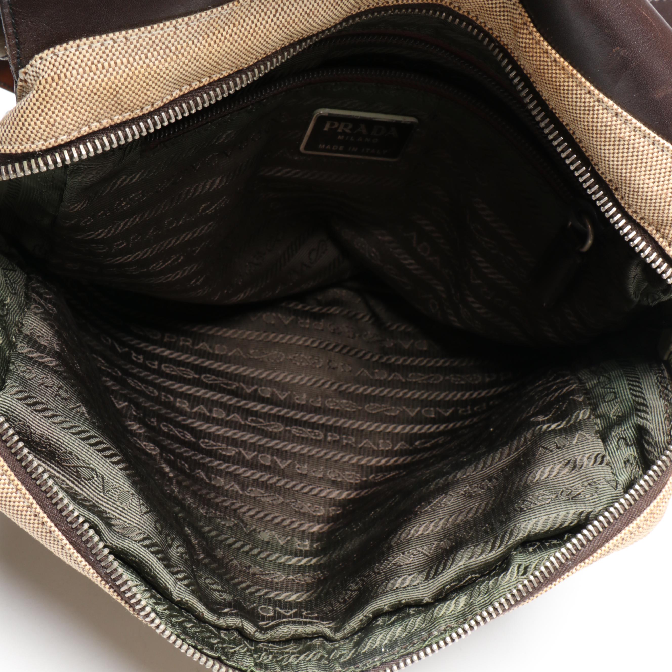 Prada Knee High Platform Heeled Boots and Chest Rig/Backpack in Jacquard/Leather