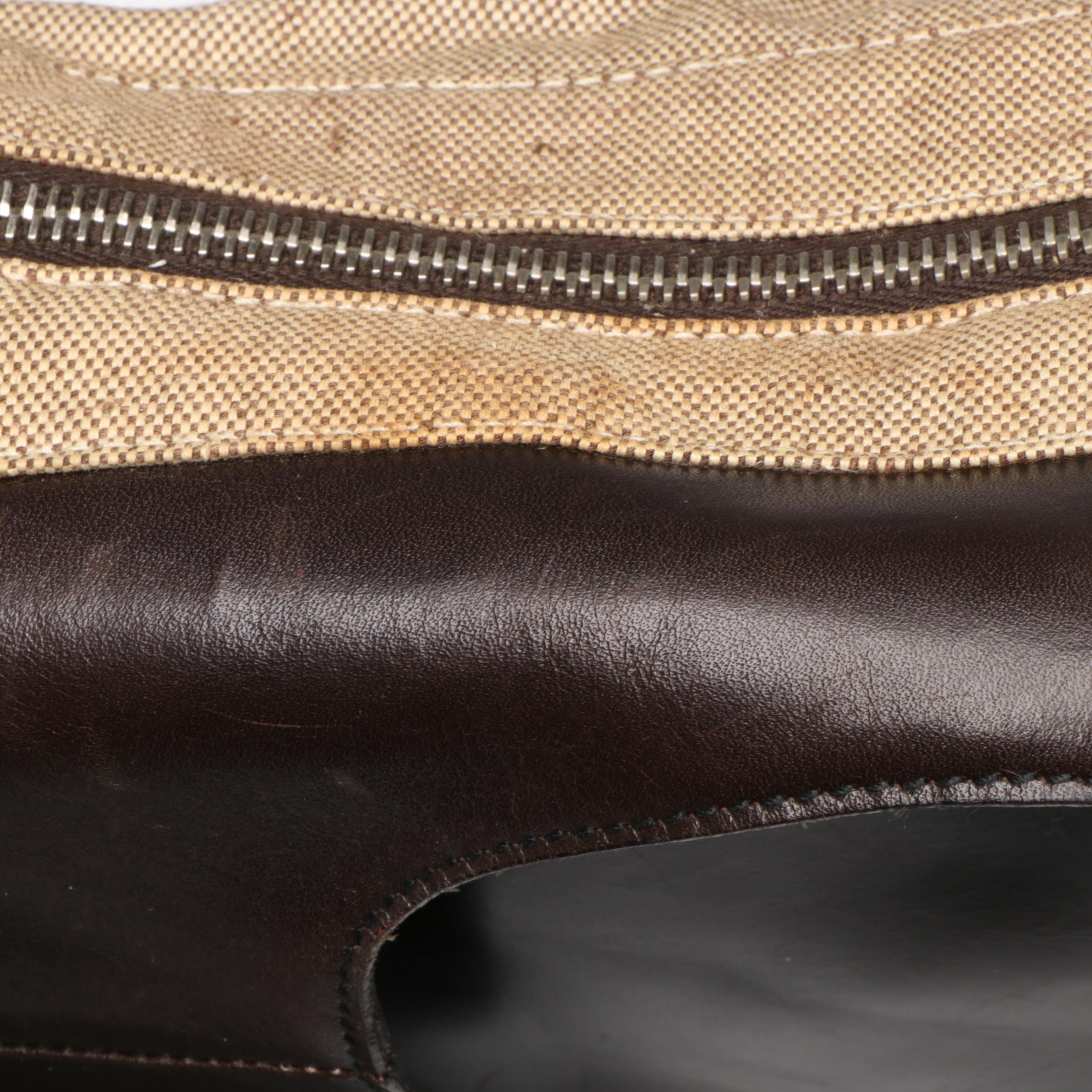 Prada Knee High Platform Heeled Boots and Chest Rig/Backpack in Jacquard/Leather