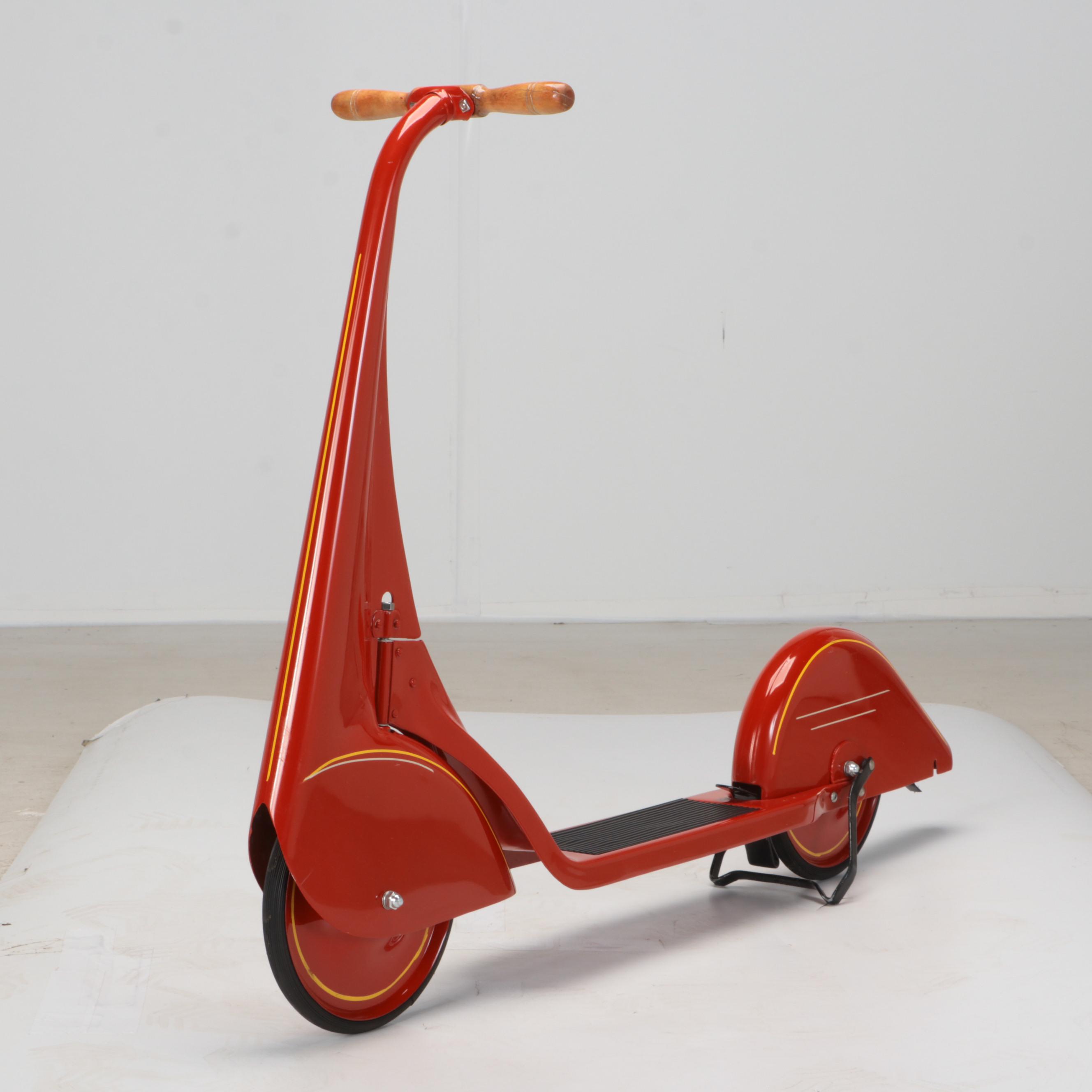 Restored Red "Skippy Racer" Metal Scooter, 1930s