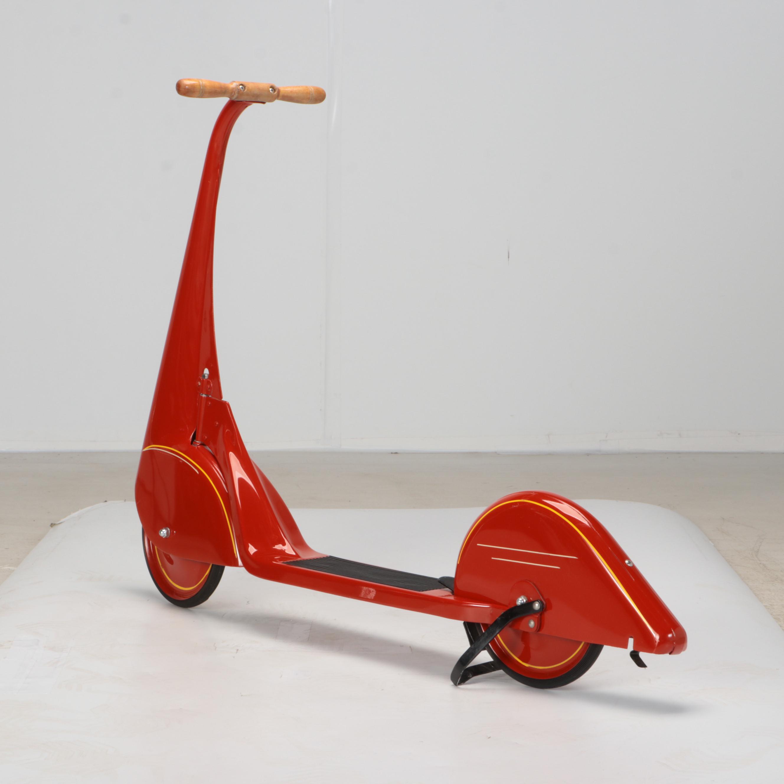 Restored Red "Skippy Racer" Metal Scooter, 1930s