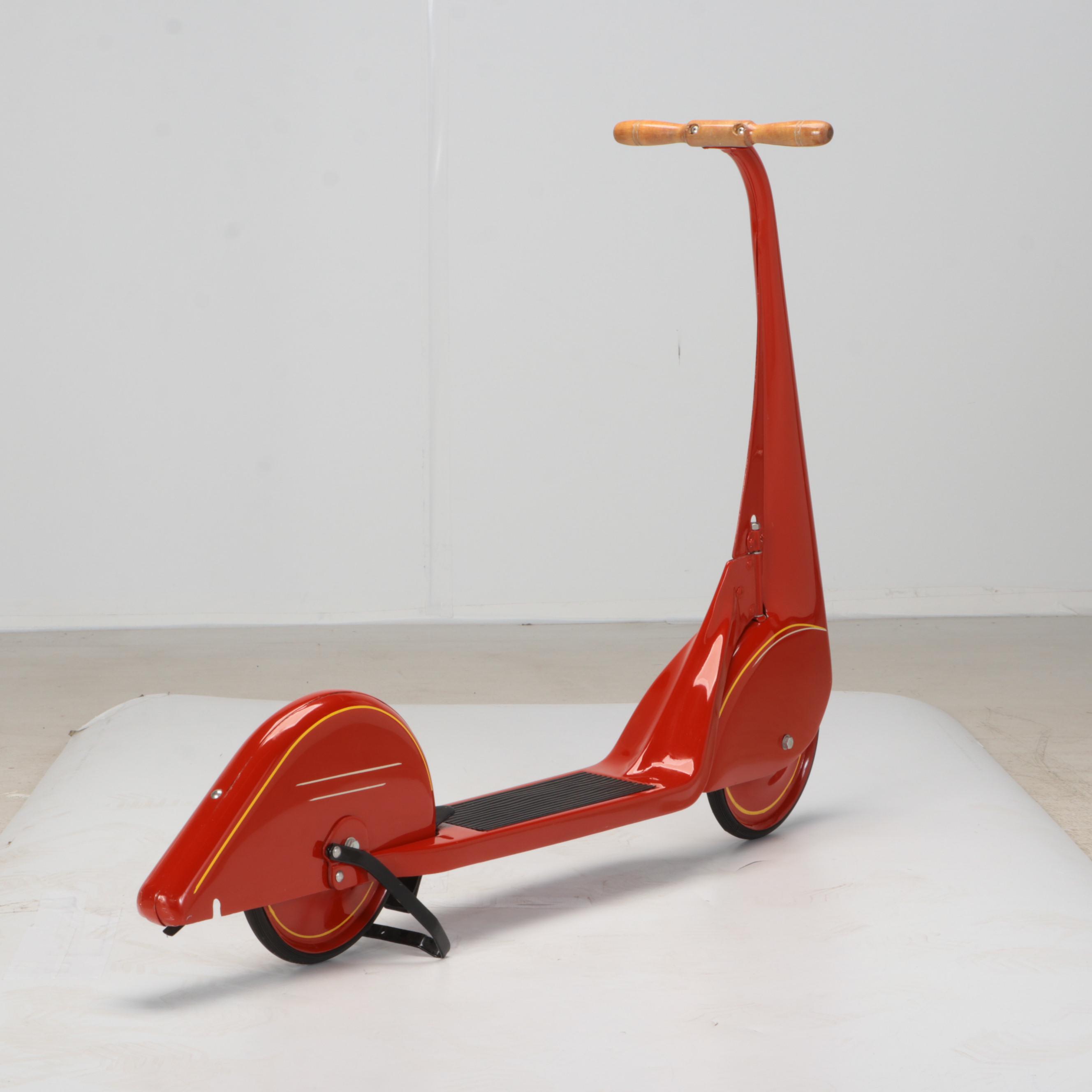 Restored Red "Skippy Racer" Metal Scooter, 1930s