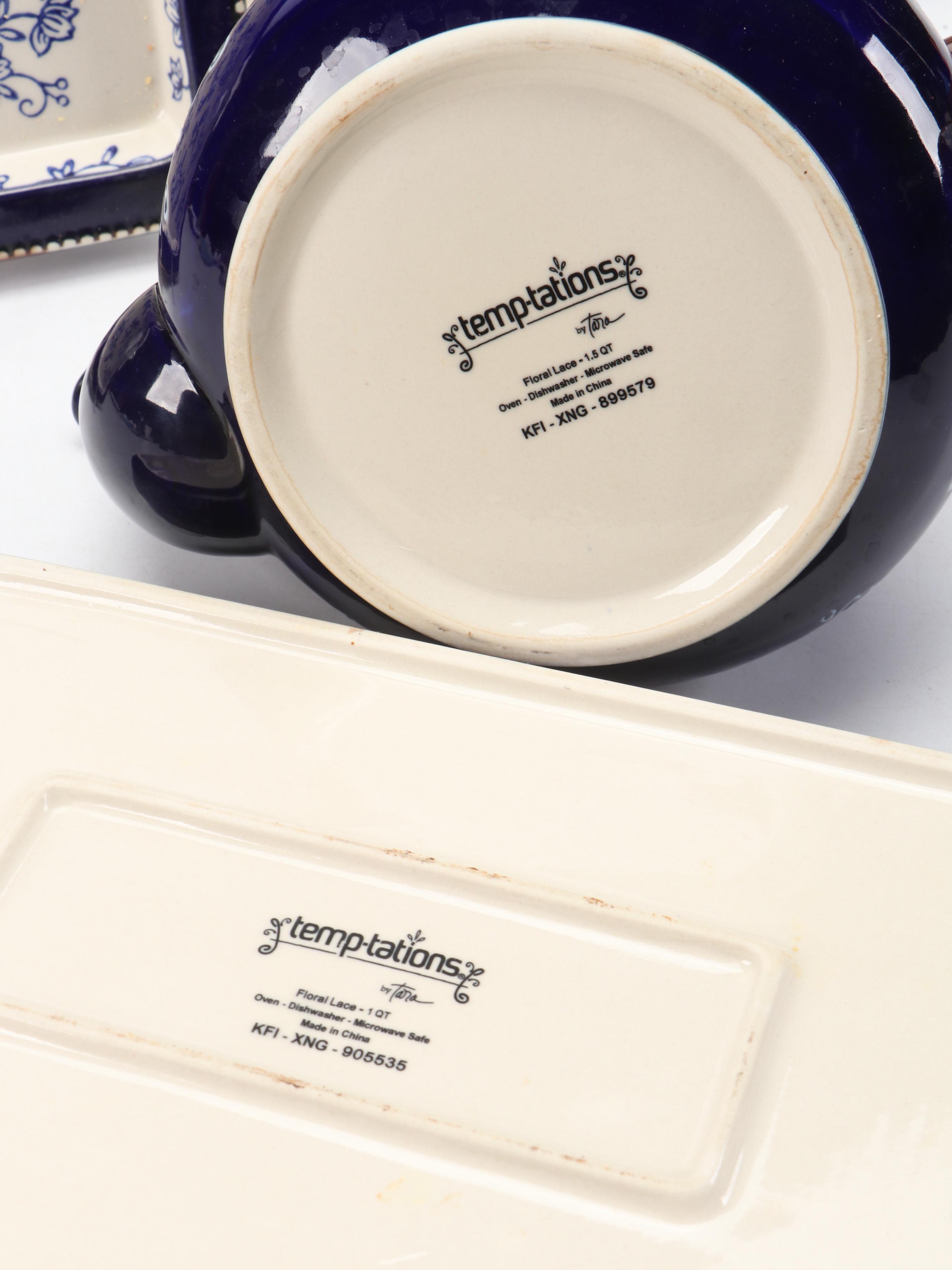 Temptations "Floral Lace" Tea Set and Serving Pieces