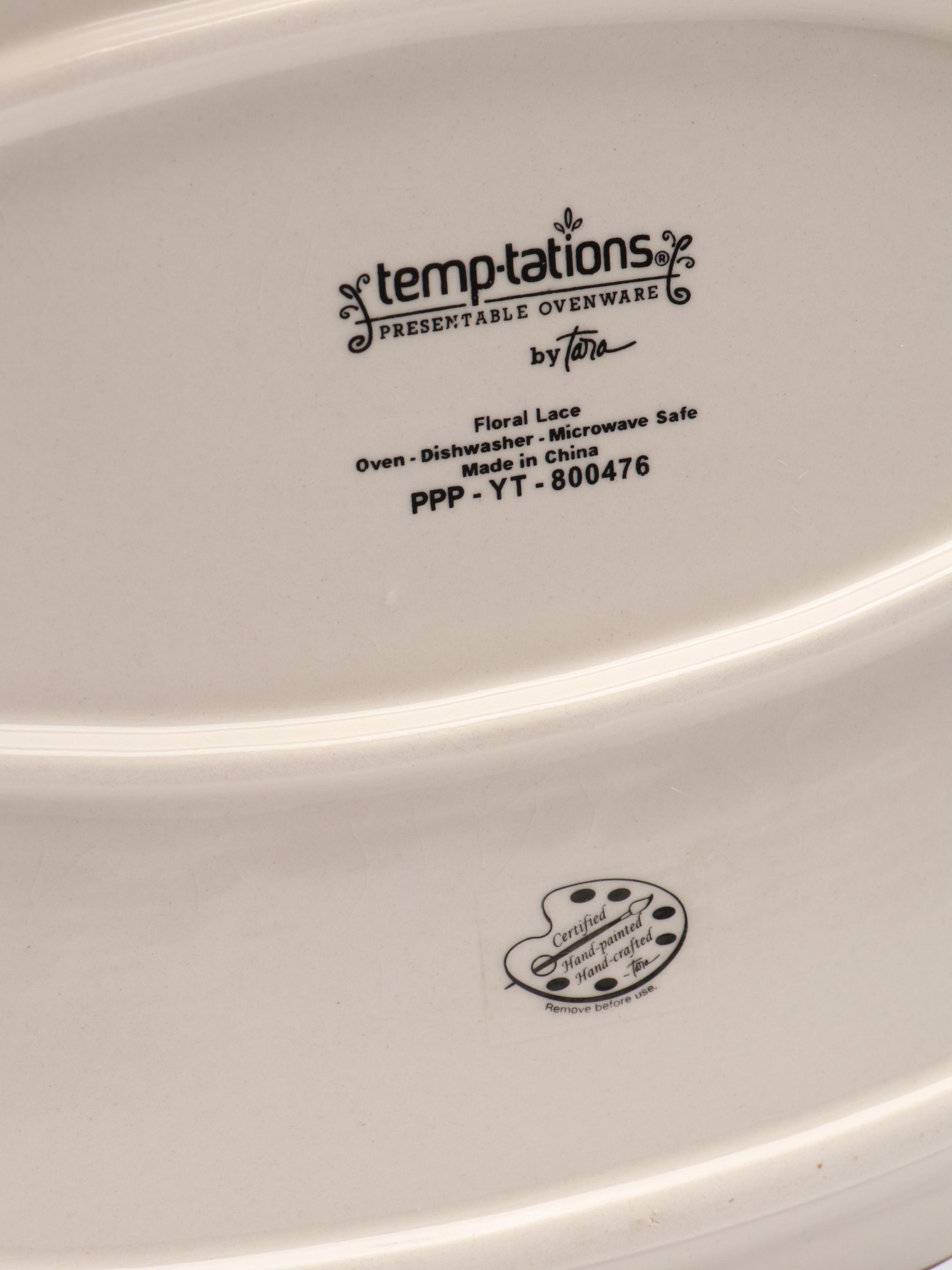 Temptations "Floral Lace" Tea Set and Serving Pieces