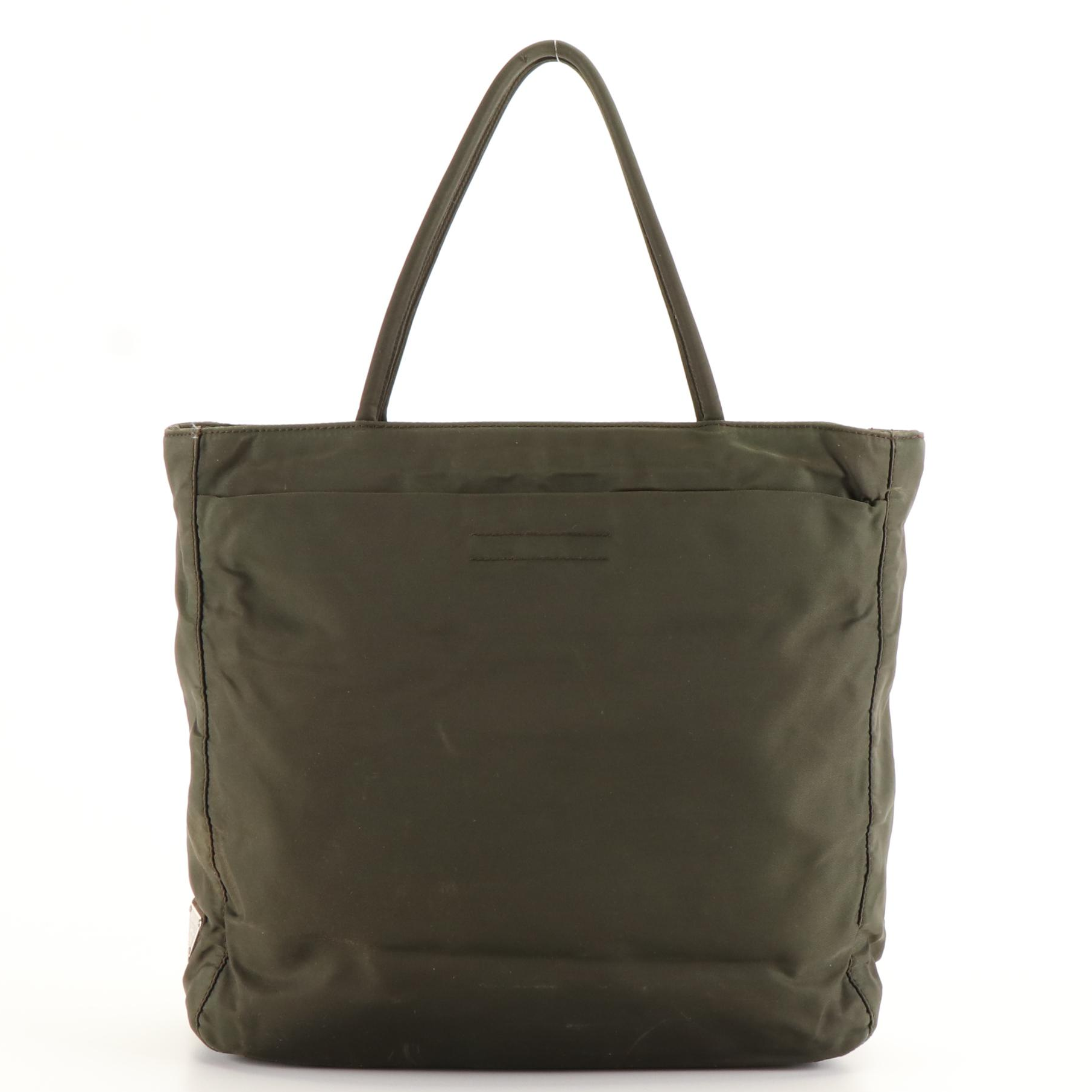Prada Tote Bag in Olive Green Tessuto Nylon Canvas