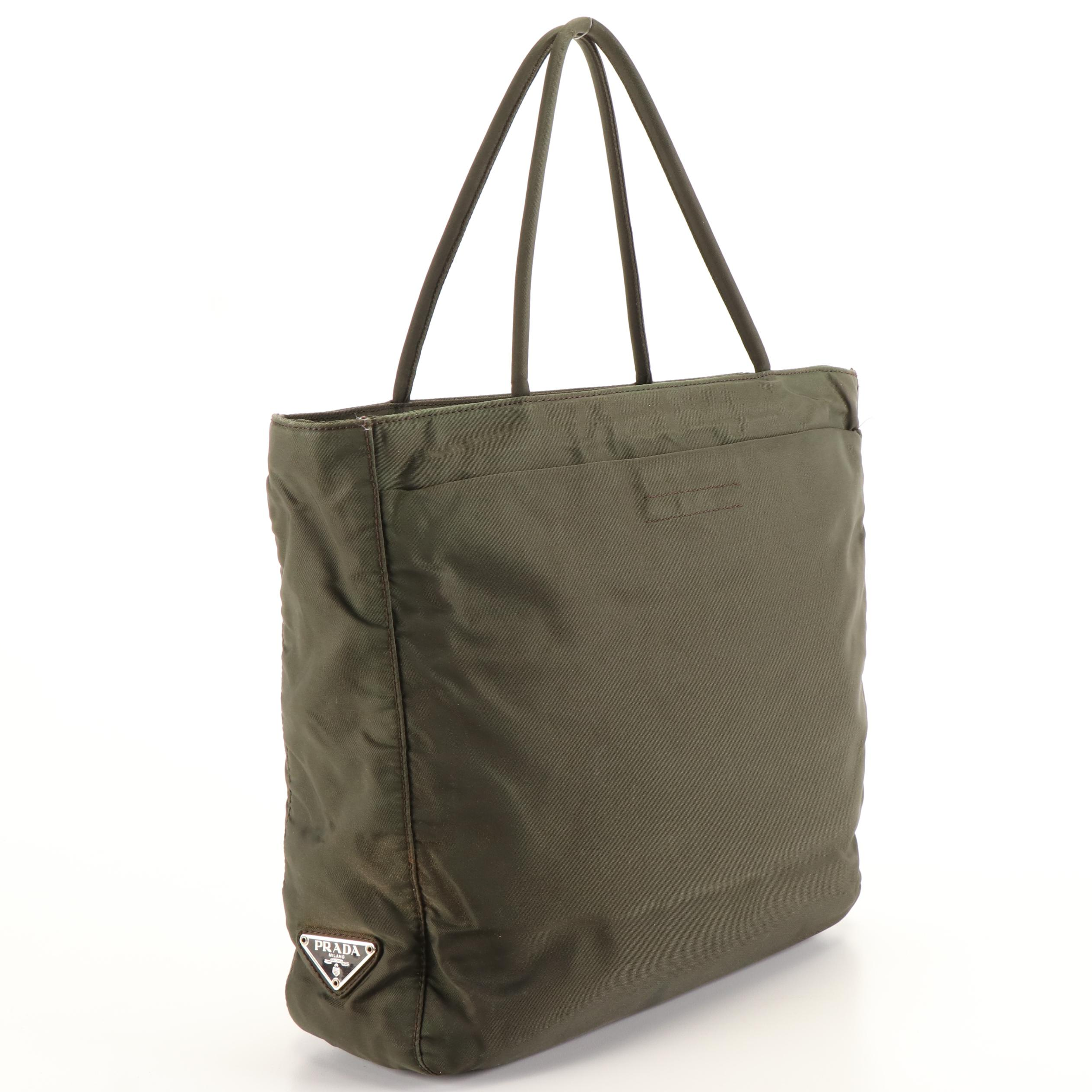 Prada Tote Bag in Olive Green Tessuto Nylon Canvas