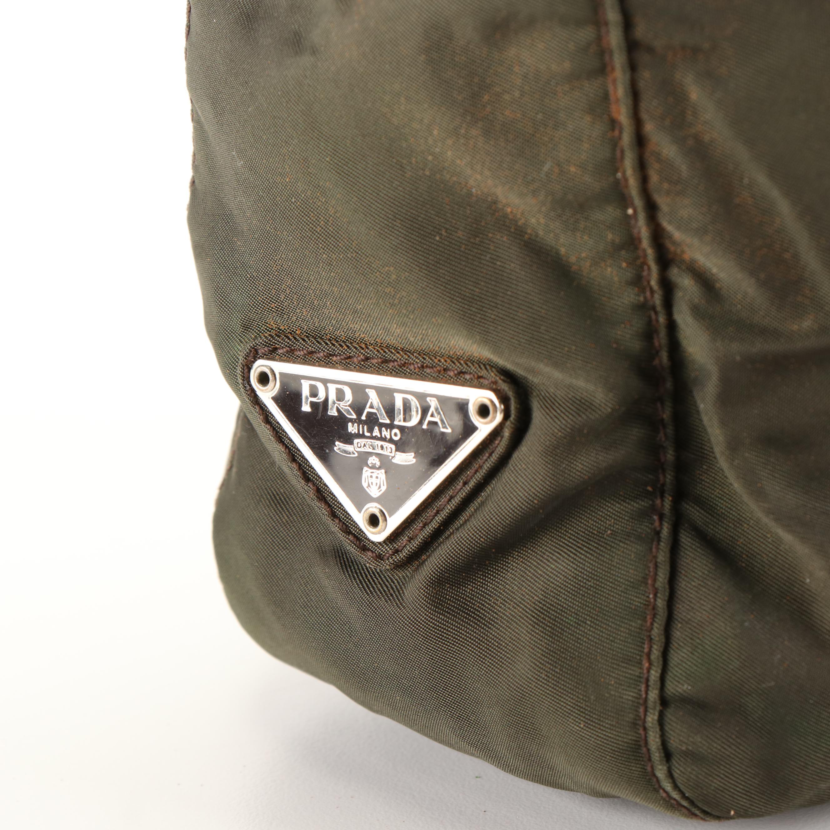 Prada Tote Bag in Olive Green Tessuto Nylon Canvas