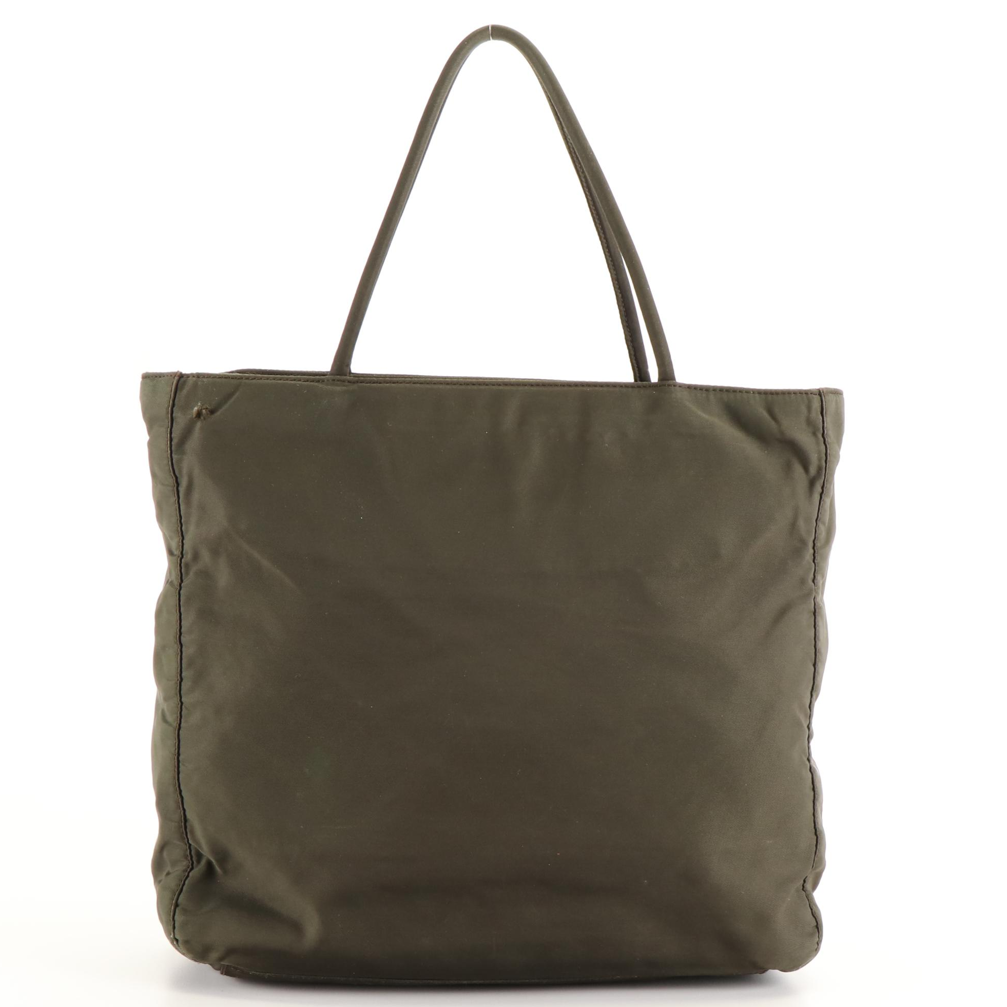 Prada Tote Bag in Olive Green Tessuto Nylon Canvas
