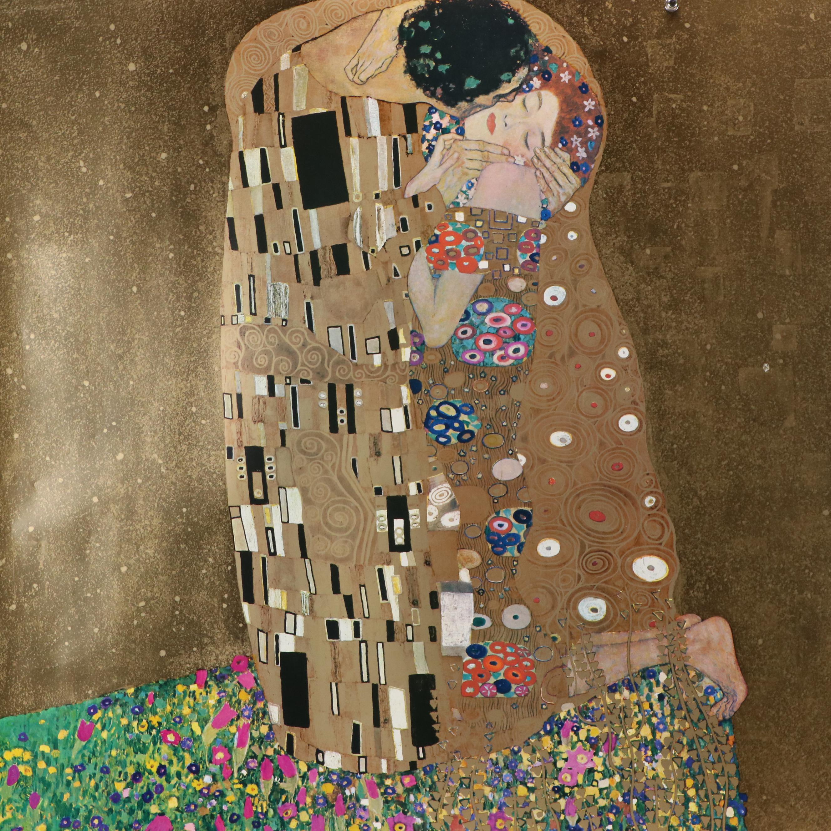 Offset Lithograph Poster After Gustav Klimt "The Kiss"