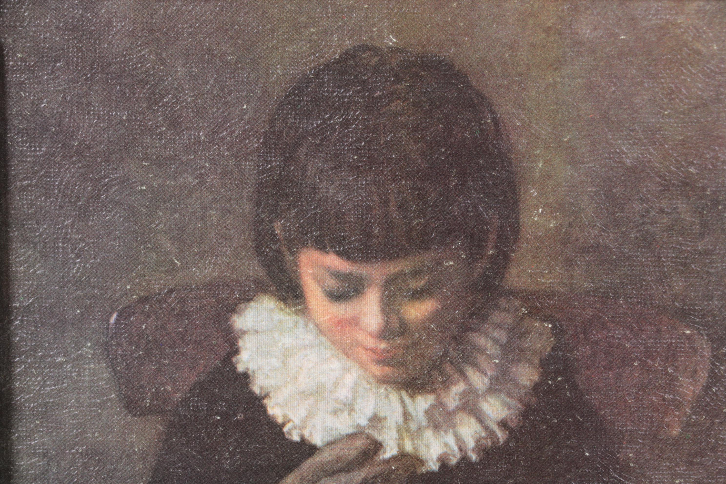 Offset Lithograph After Eastman Johnson "Child with a Rabbit"