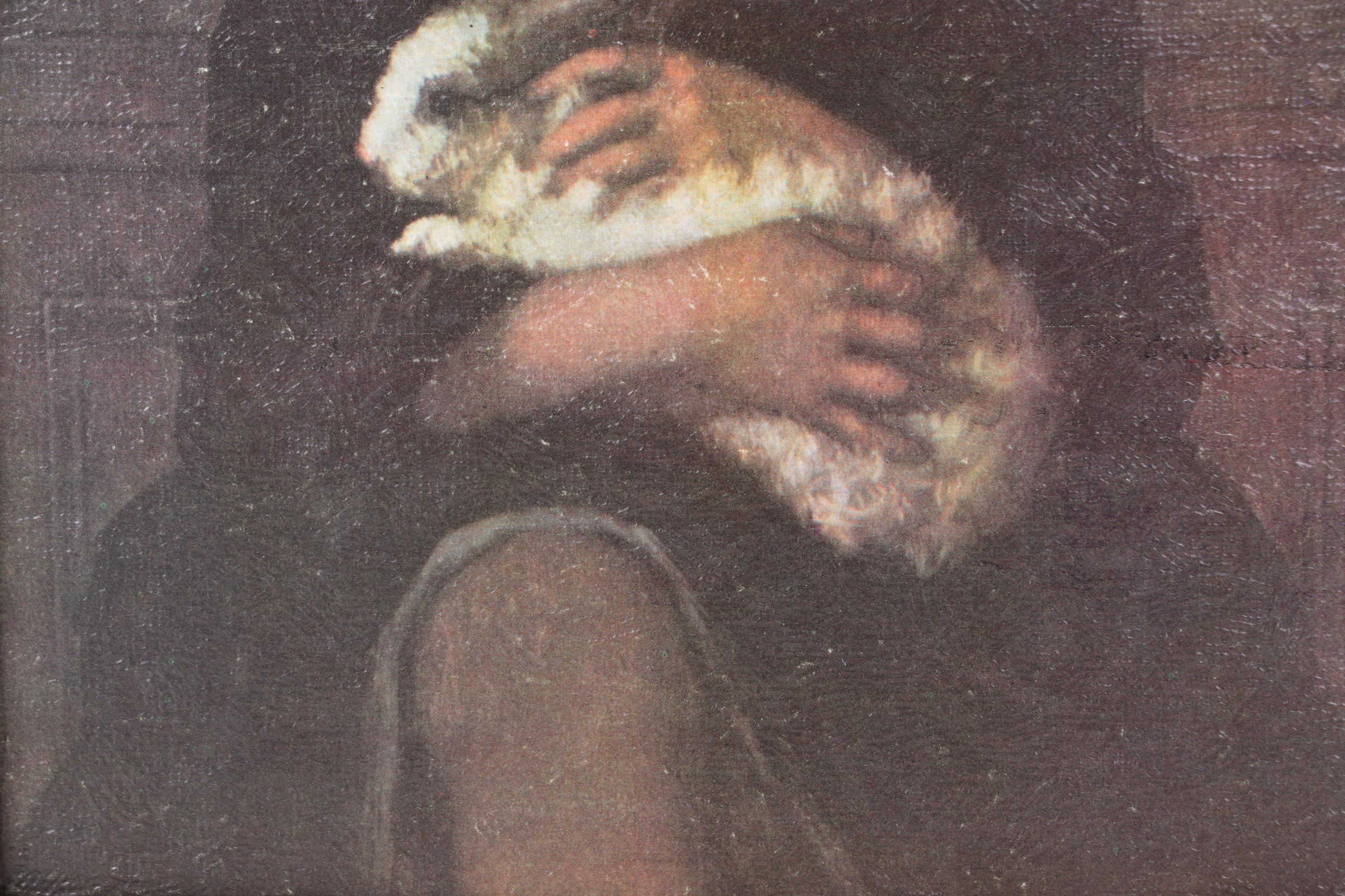 Offset Lithograph After Eastman Johnson "Child with a Rabbit"