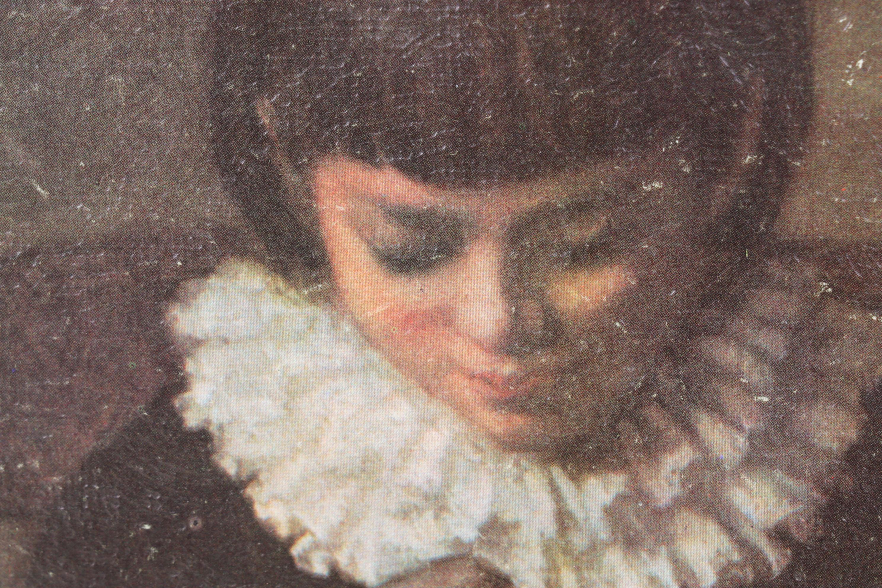 Offset Lithograph After Eastman Johnson "Child with a Rabbit"