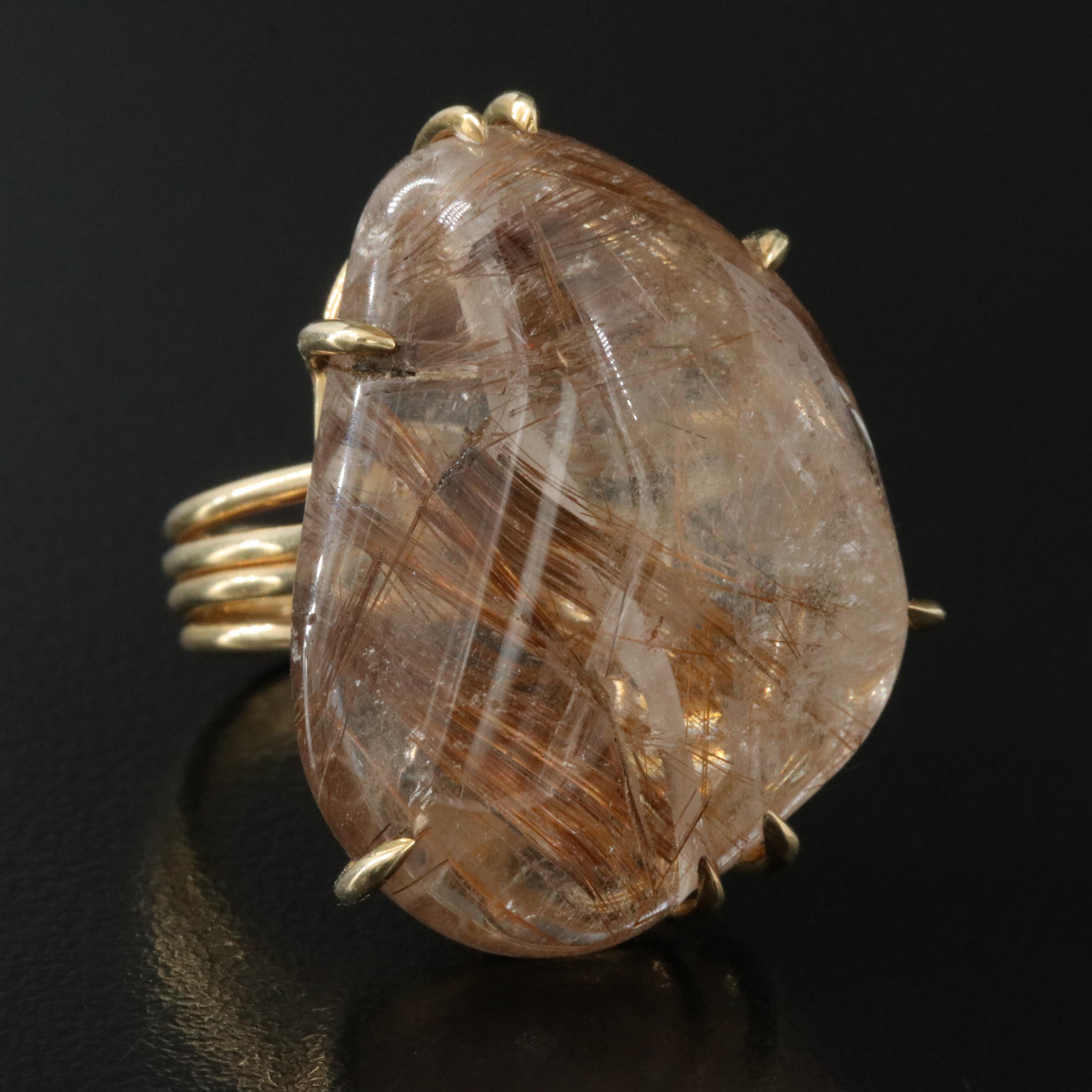 14K Rutilated Quartz Ring