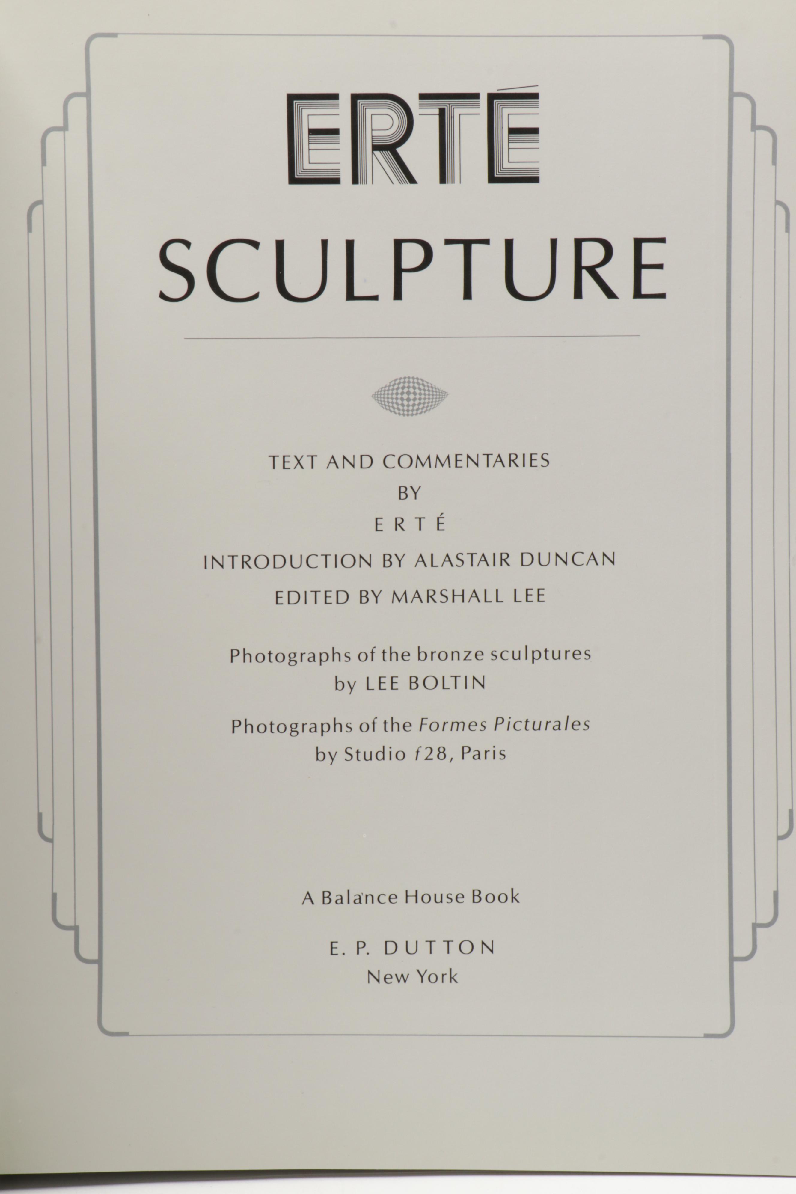 Erté Patinated Bronze Sculpture "Duetto" with Book