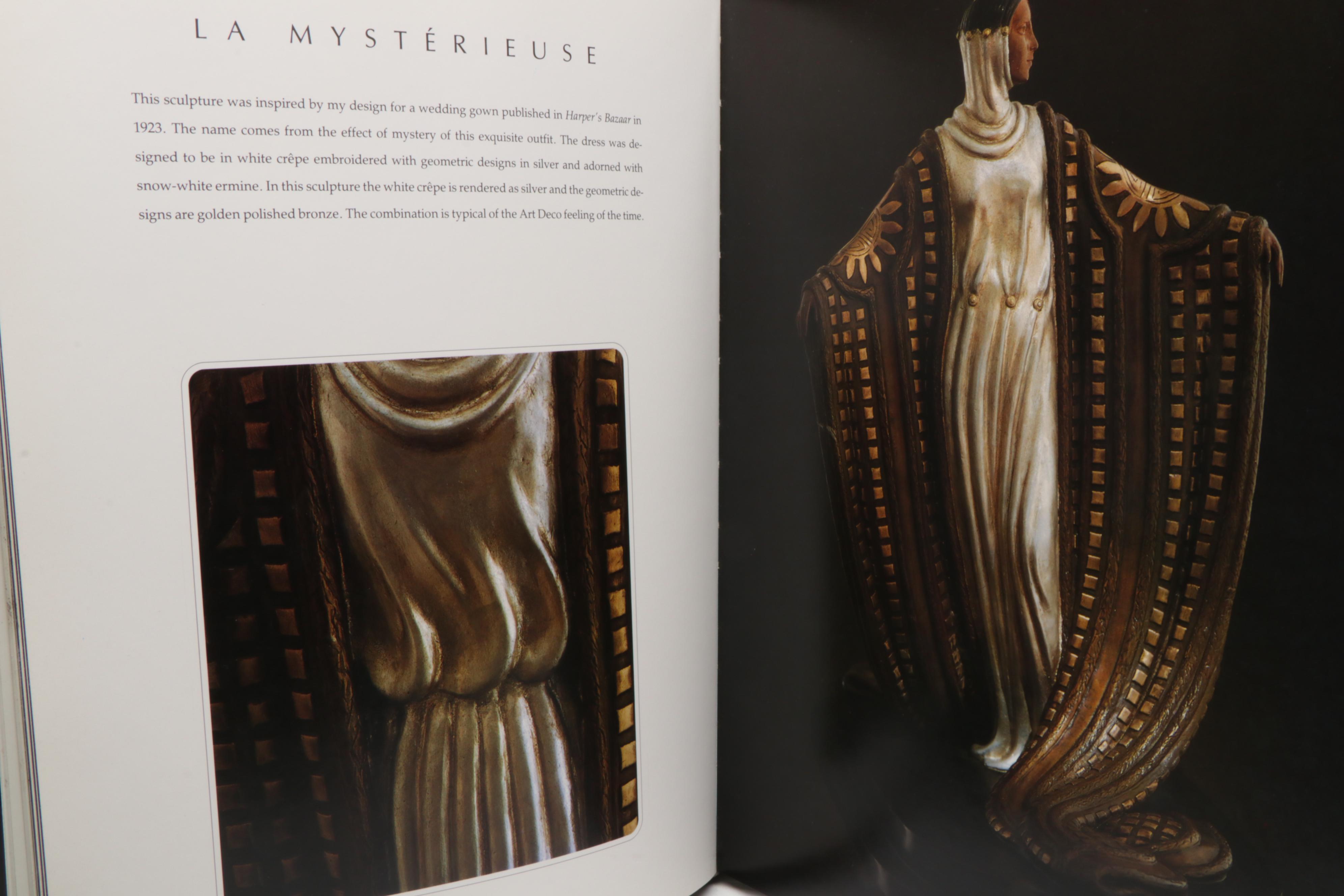 Erté Patinated Bronze Sculpture "Duetto" with Book