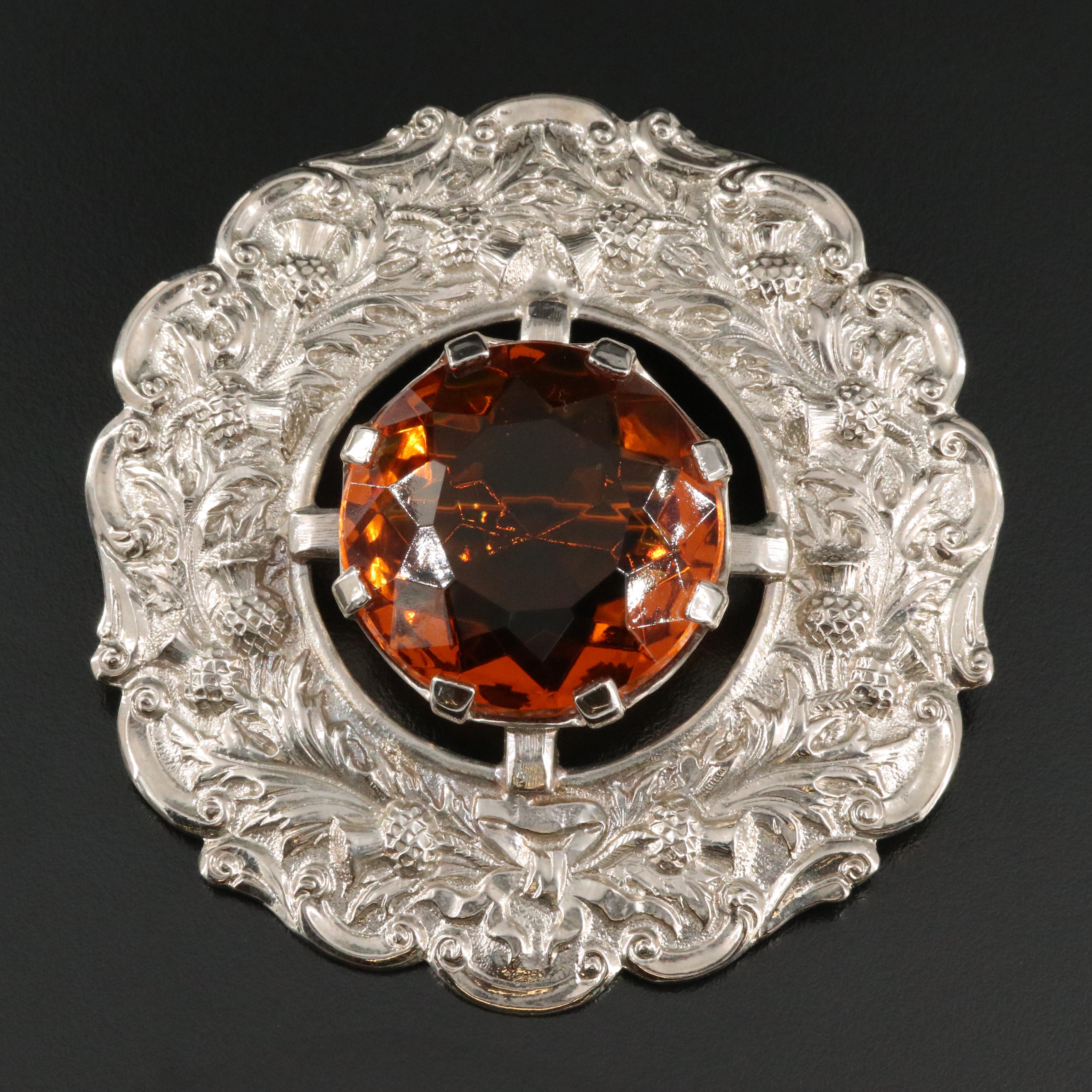 Scottish Style Thistle Sash Brooch