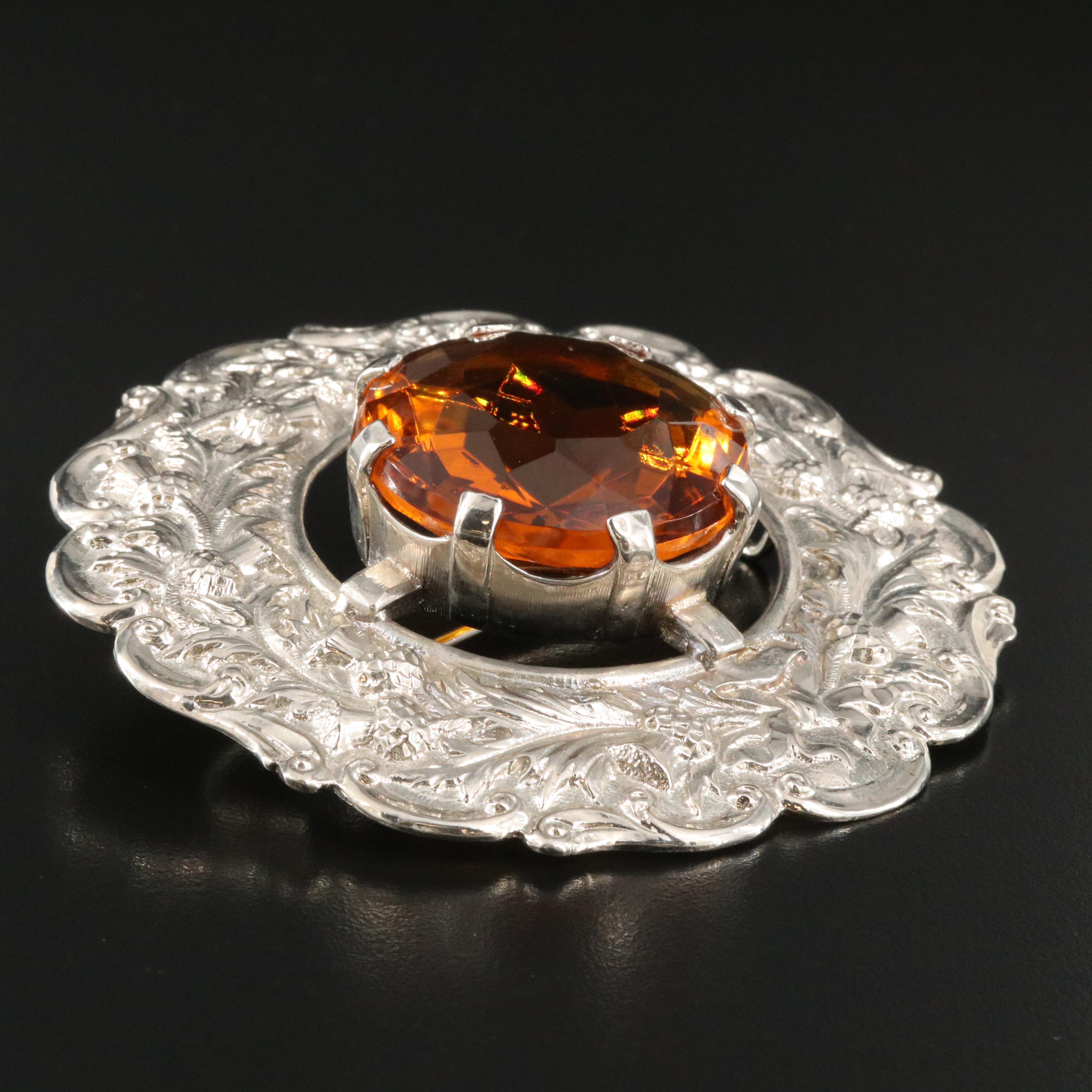 Scottish Style Thistle Sash Brooch