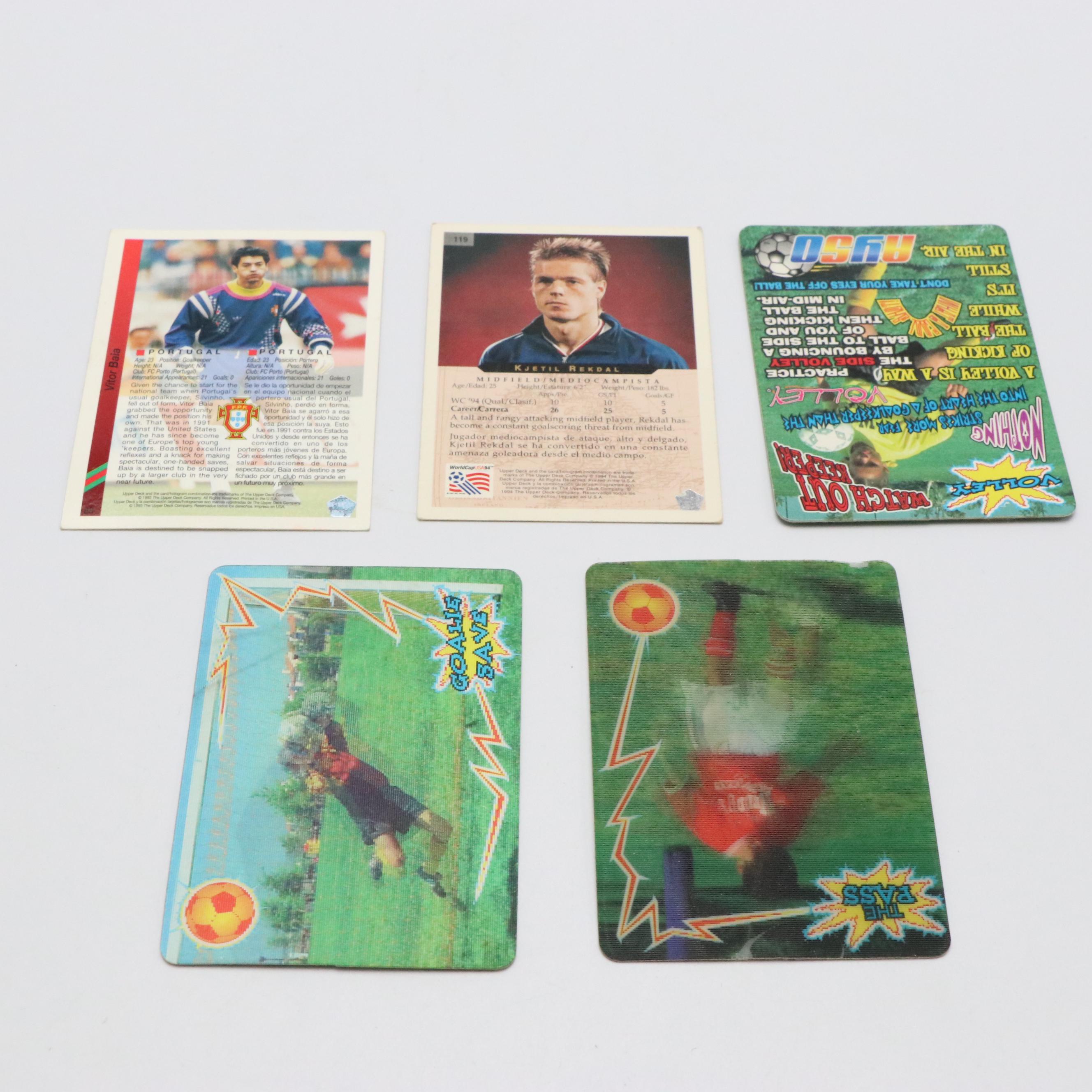 1994 Upper Deck World Cup Kjetil Rekdal and Vitor Baia Cards with Holo Cards