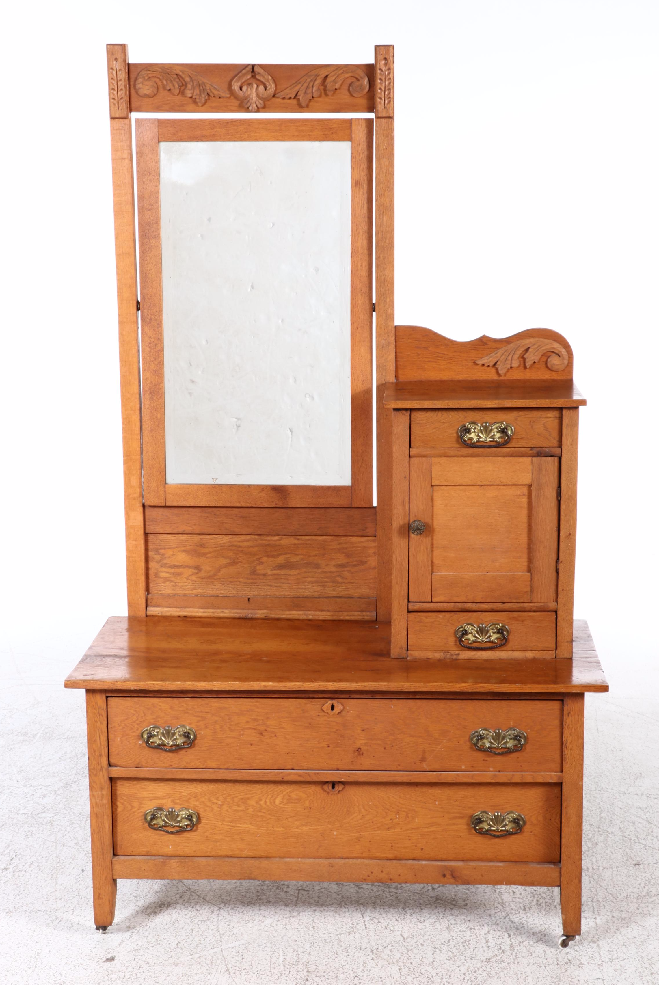 Victorian Oak Gentleman's Dresser, Early 20th Century