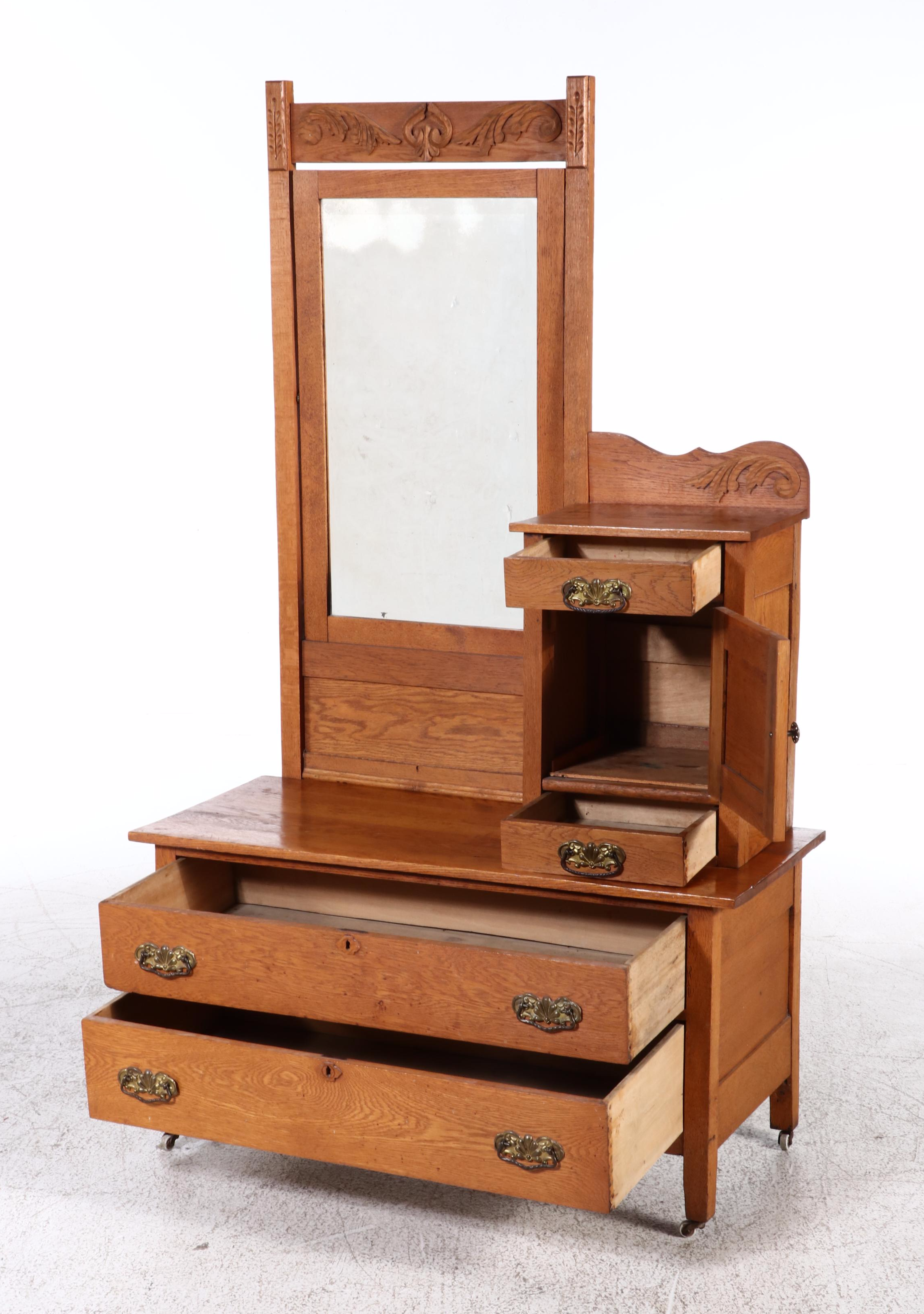 Victorian Oak Gentleman's Dresser, Early 20th Century