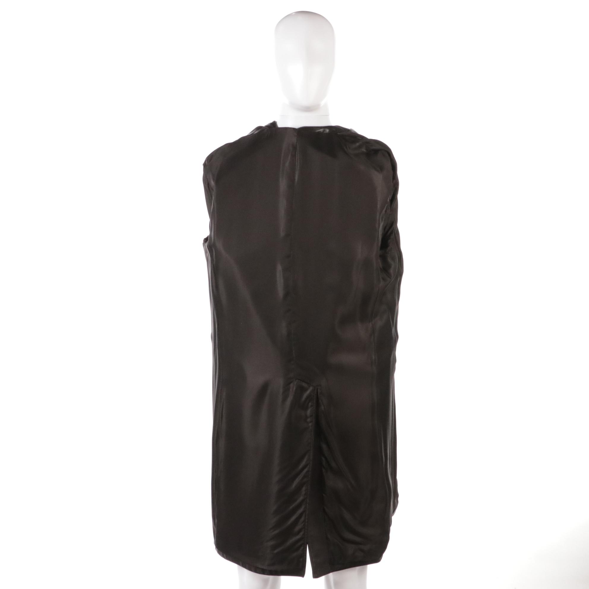 Men's Prada Brown Leather Button-Front Overcoat