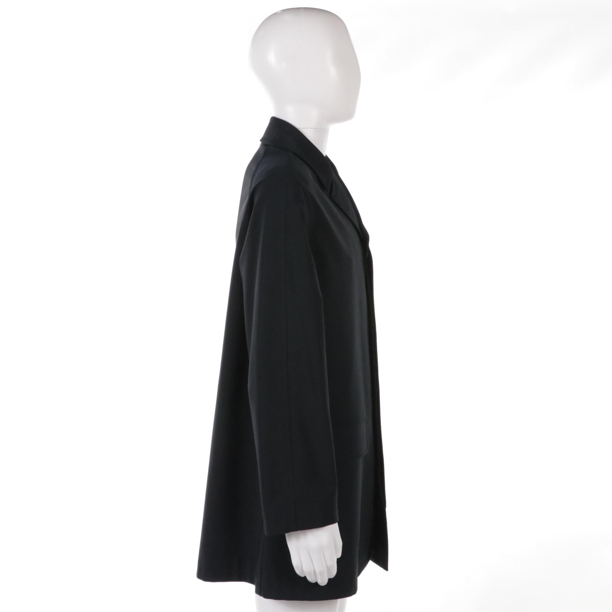 Men's Prada Navy Blue Overcoat with Hidden Button Placket