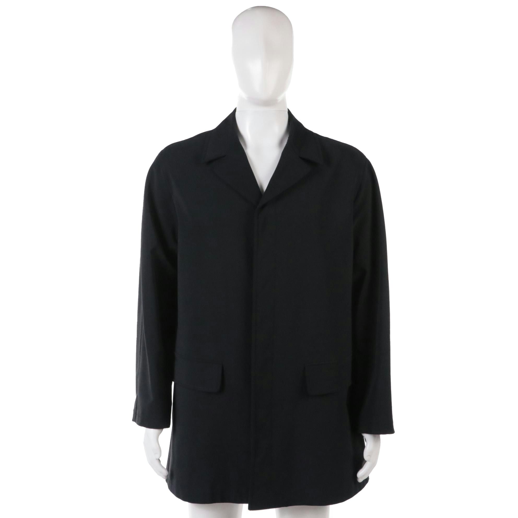 Men's Prada Navy Blue Overcoat with Hidden Button Placket