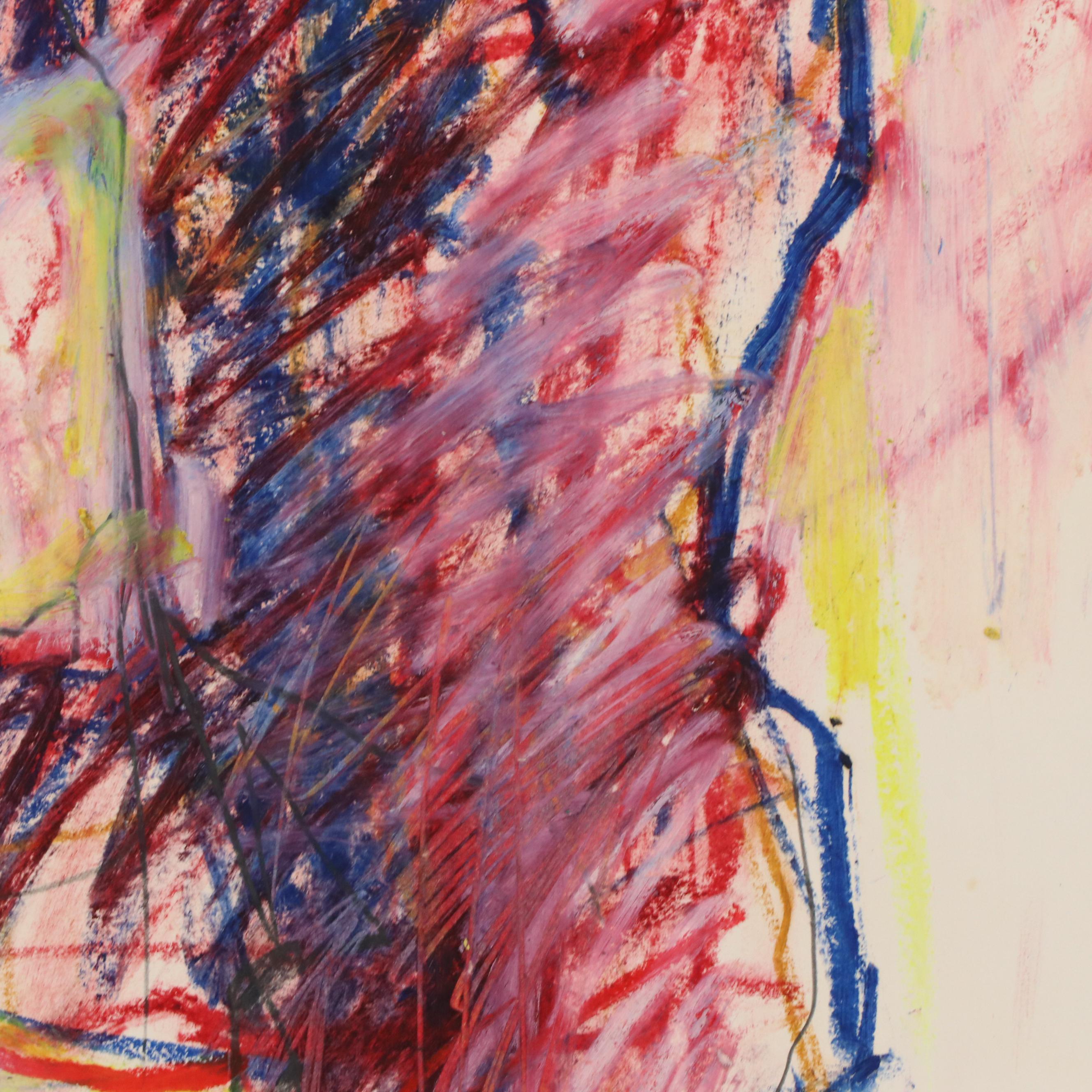 Jack Meanwell Expressionist Figurative Oil Pastel Drawing