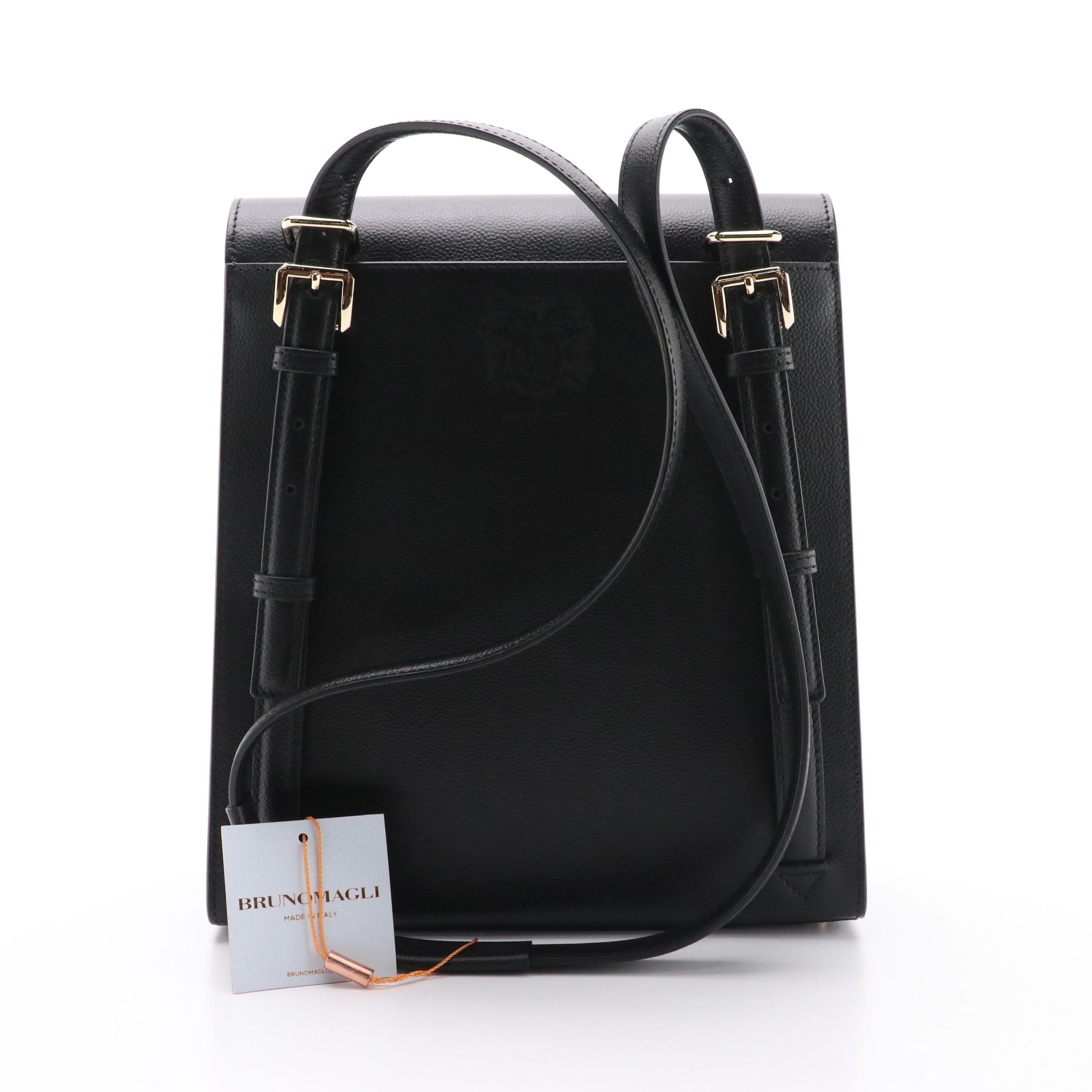 Bruno Magli Block M Convertible Backpack Bag in Grained Leather, New with Tag