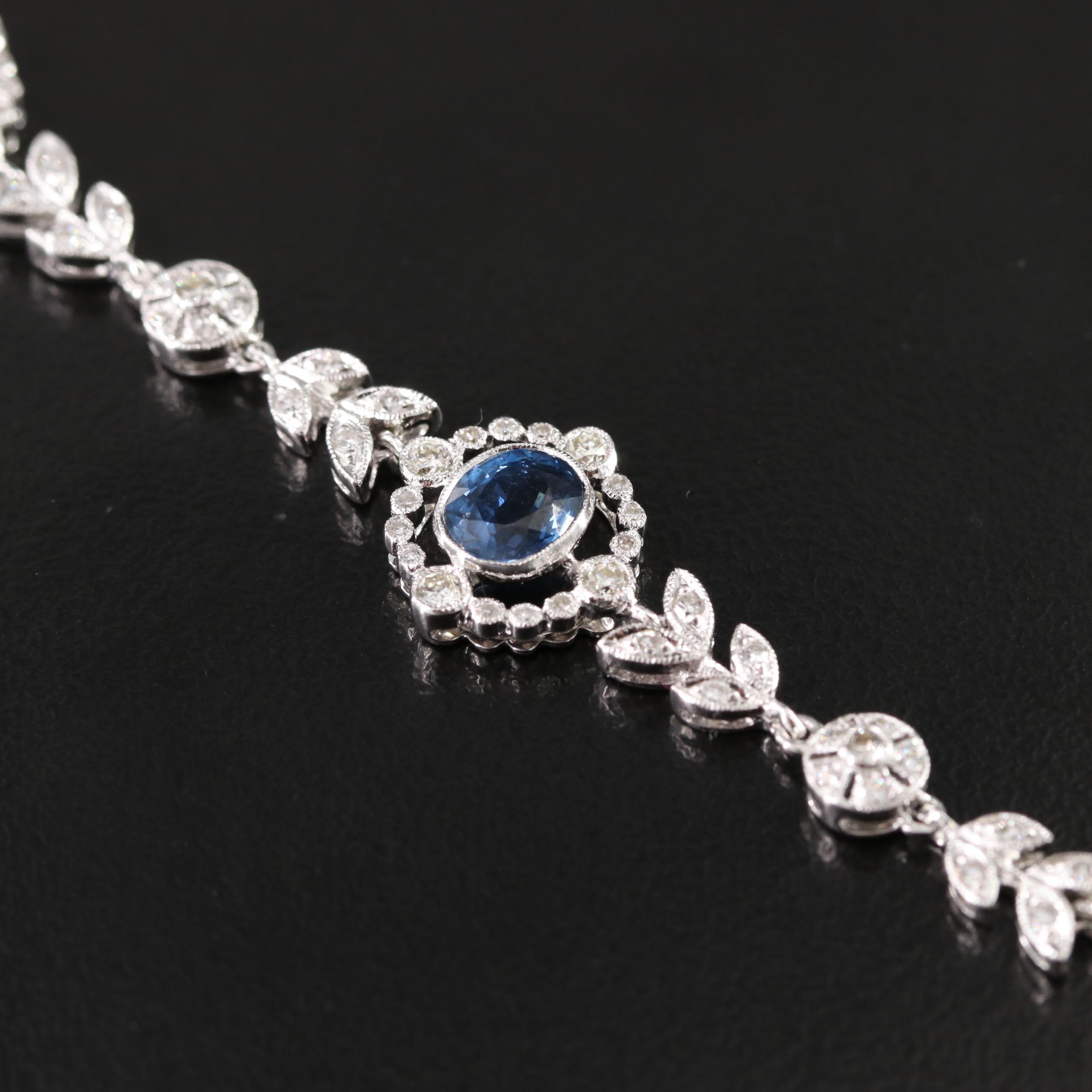 18K 3.00 CTW Sapphire and 1.52 CTW Diamond Laurel Station Bracelet