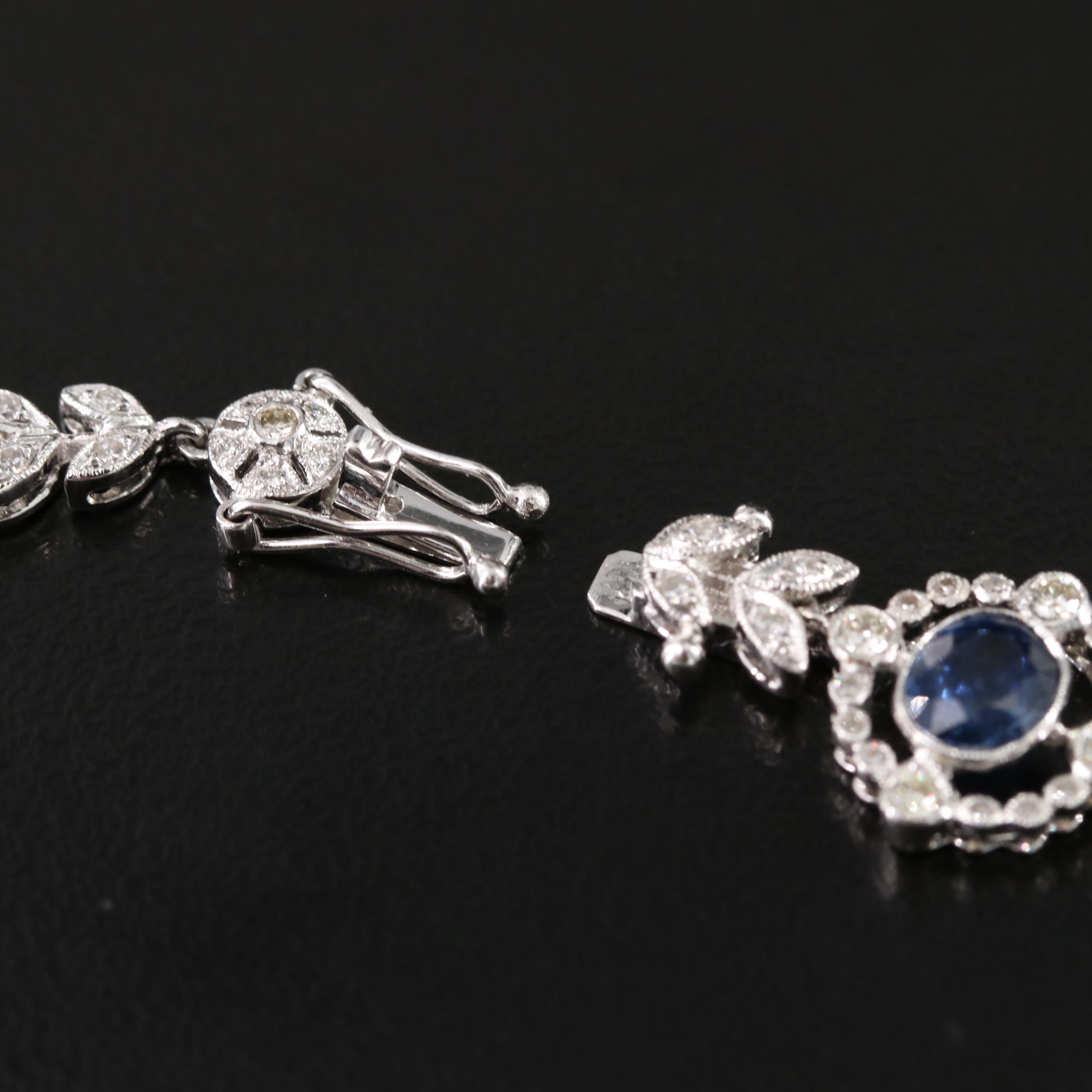 18K 3.00 CTW Sapphire and 1.52 CTW Diamond Laurel Station Bracelet