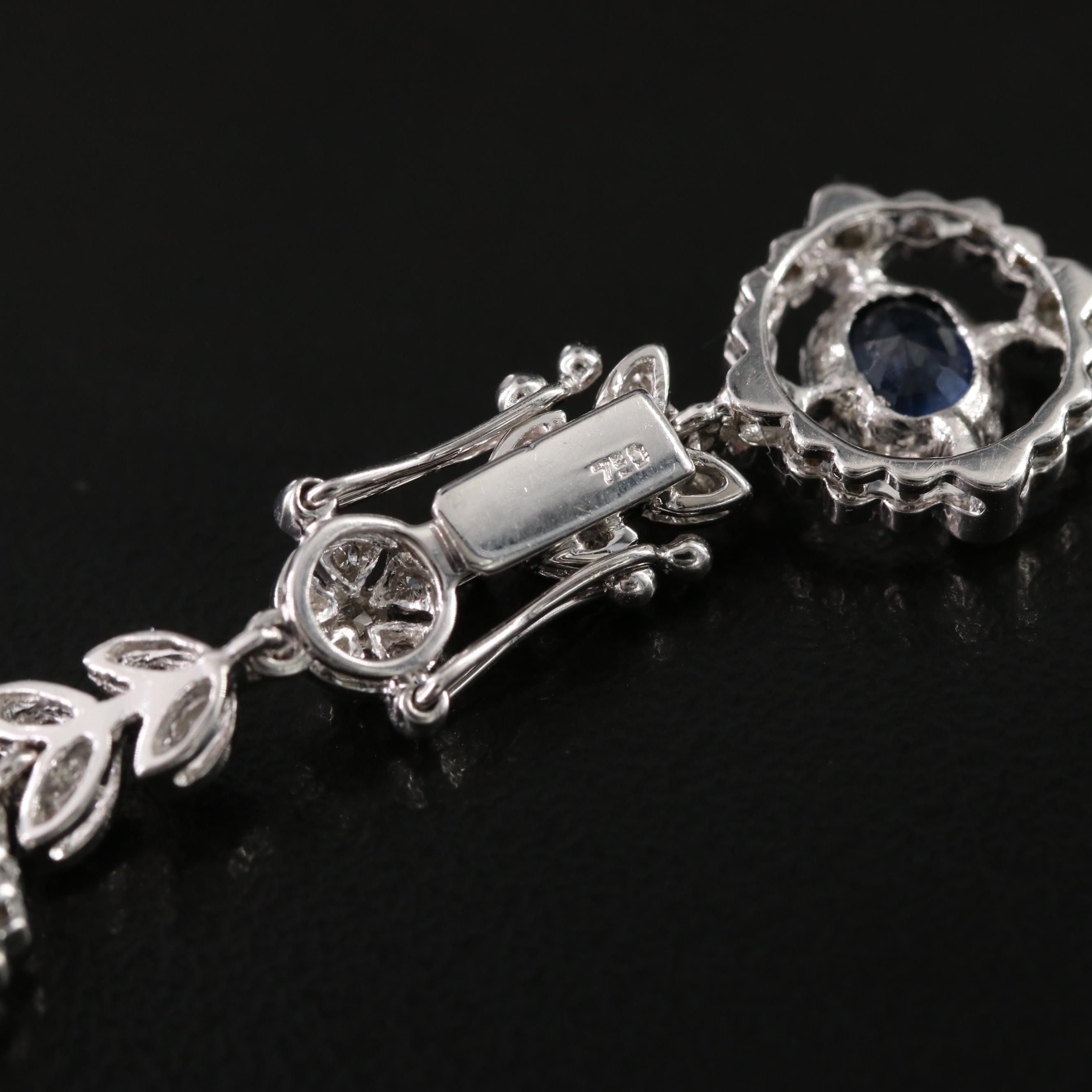 18K 3.00 CTW Sapphire and 1.52 CTW Diamond Laurel Station Bracelet