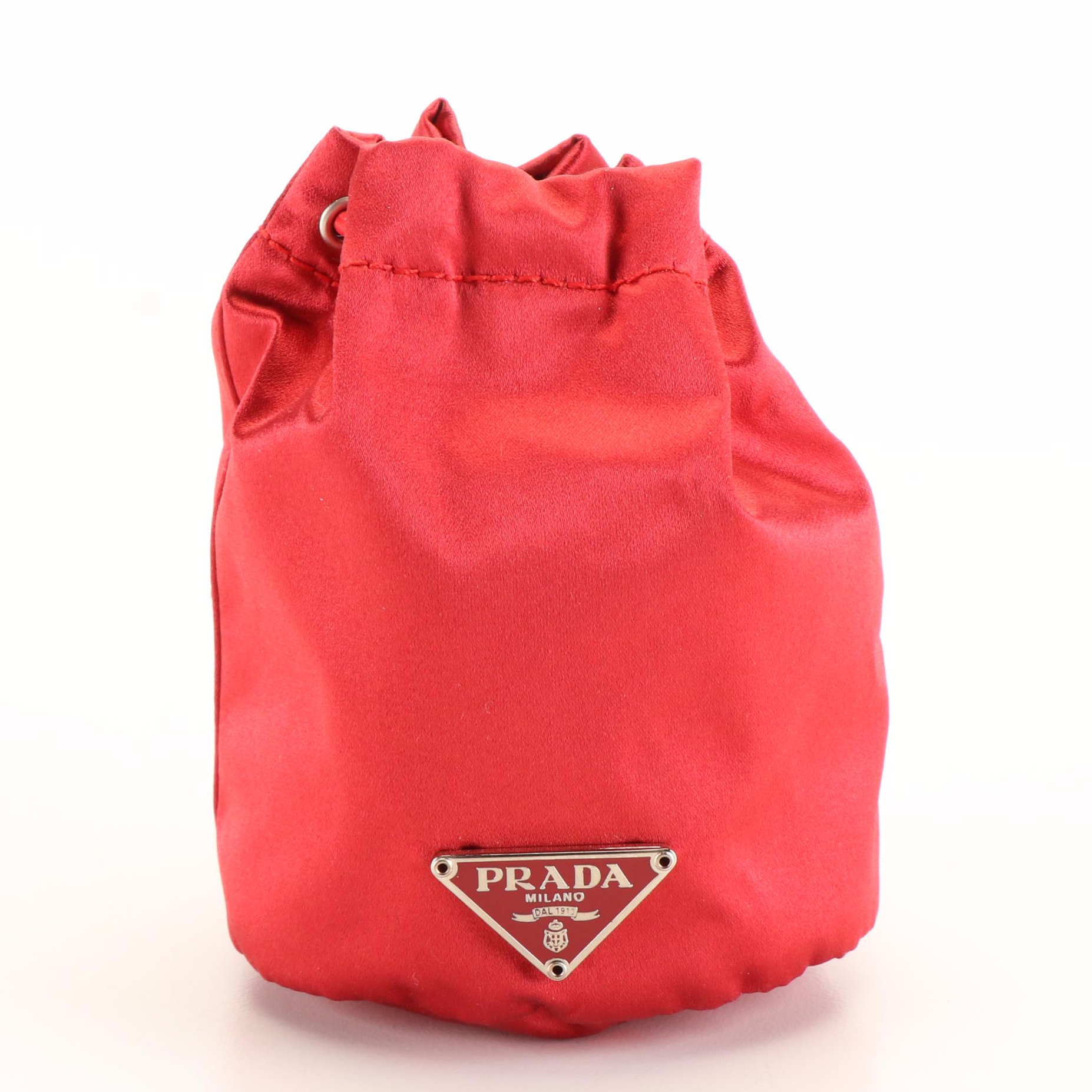 Prada Mini Drawstring Bag Charm in Red Re-Nylon