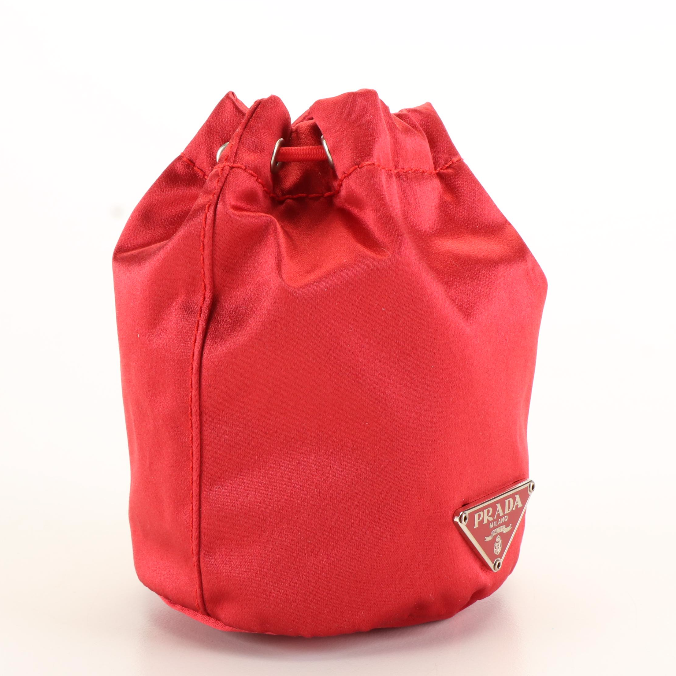 Prada Mini Drawstring Bag Charm in Red Re-Nylon