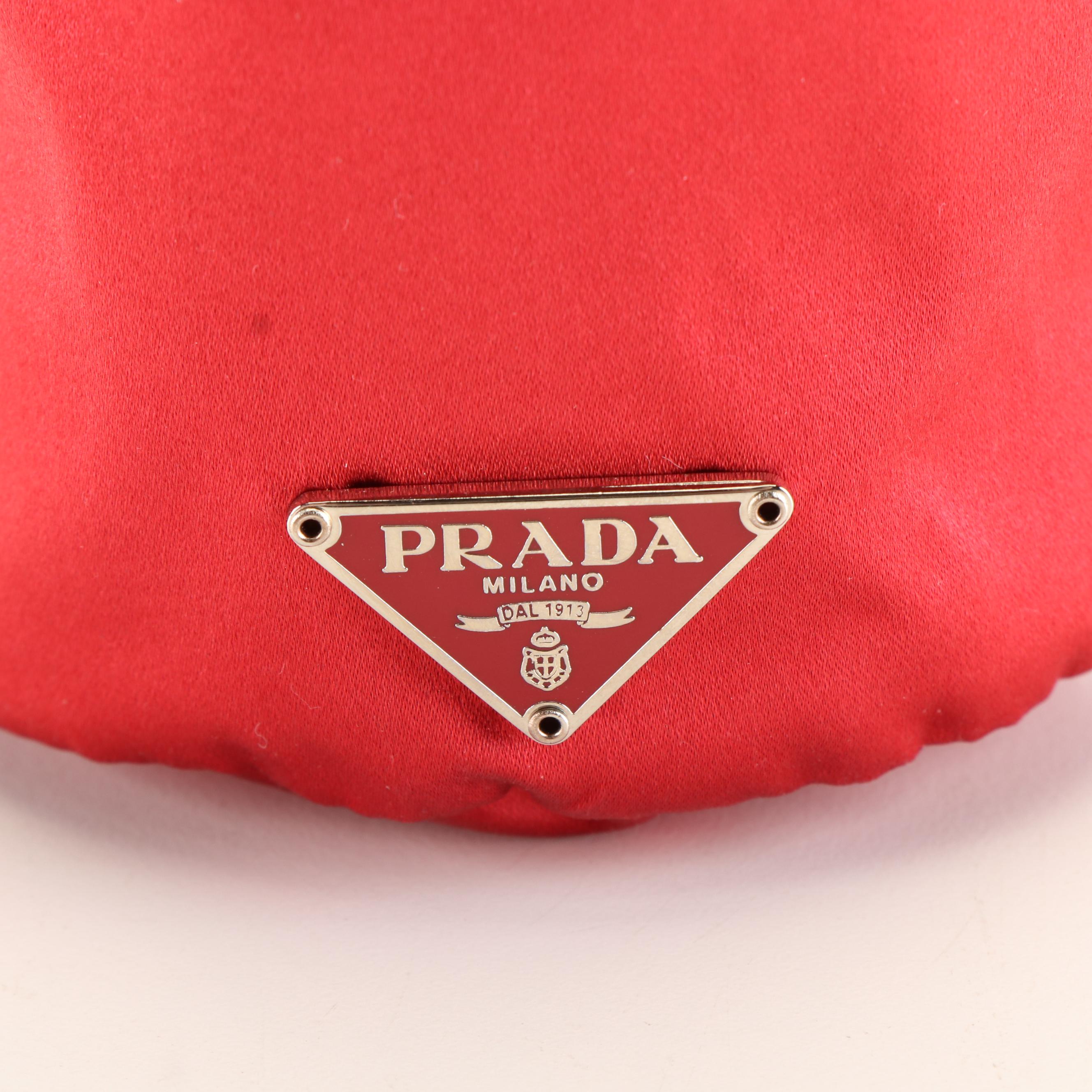 Prada Mini Drawstring Bag Charm in Red Re-Nylon